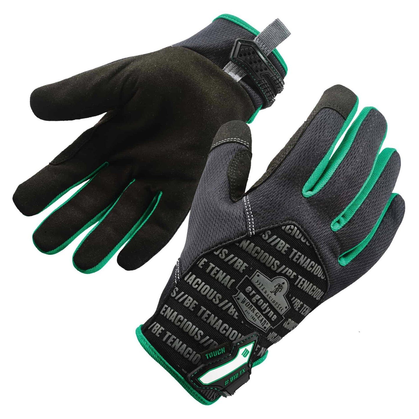 Black/Green Performance Gloves - Ergodyne - Touch Screen