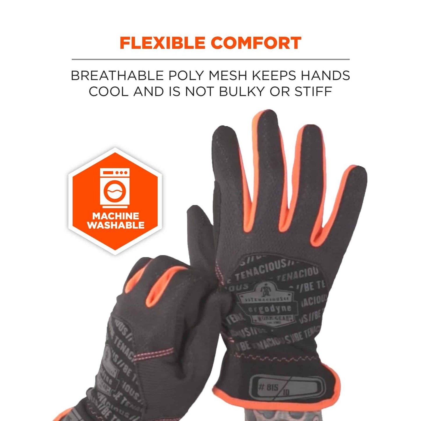 Black Performance Gloves - Ergodyne - QuickCuff Utility