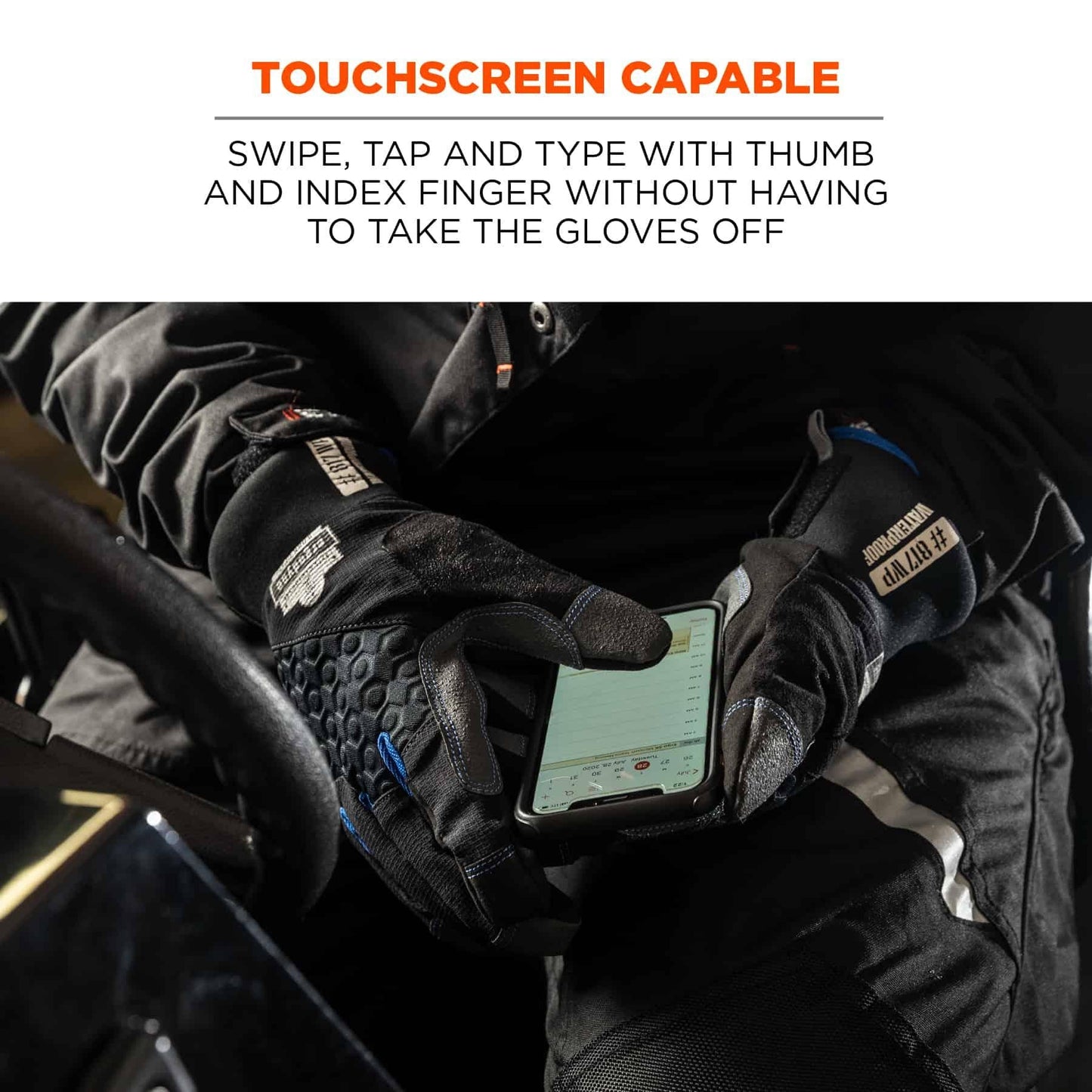 Black Performance Gloves - Ergodyne - Waterproof Utility