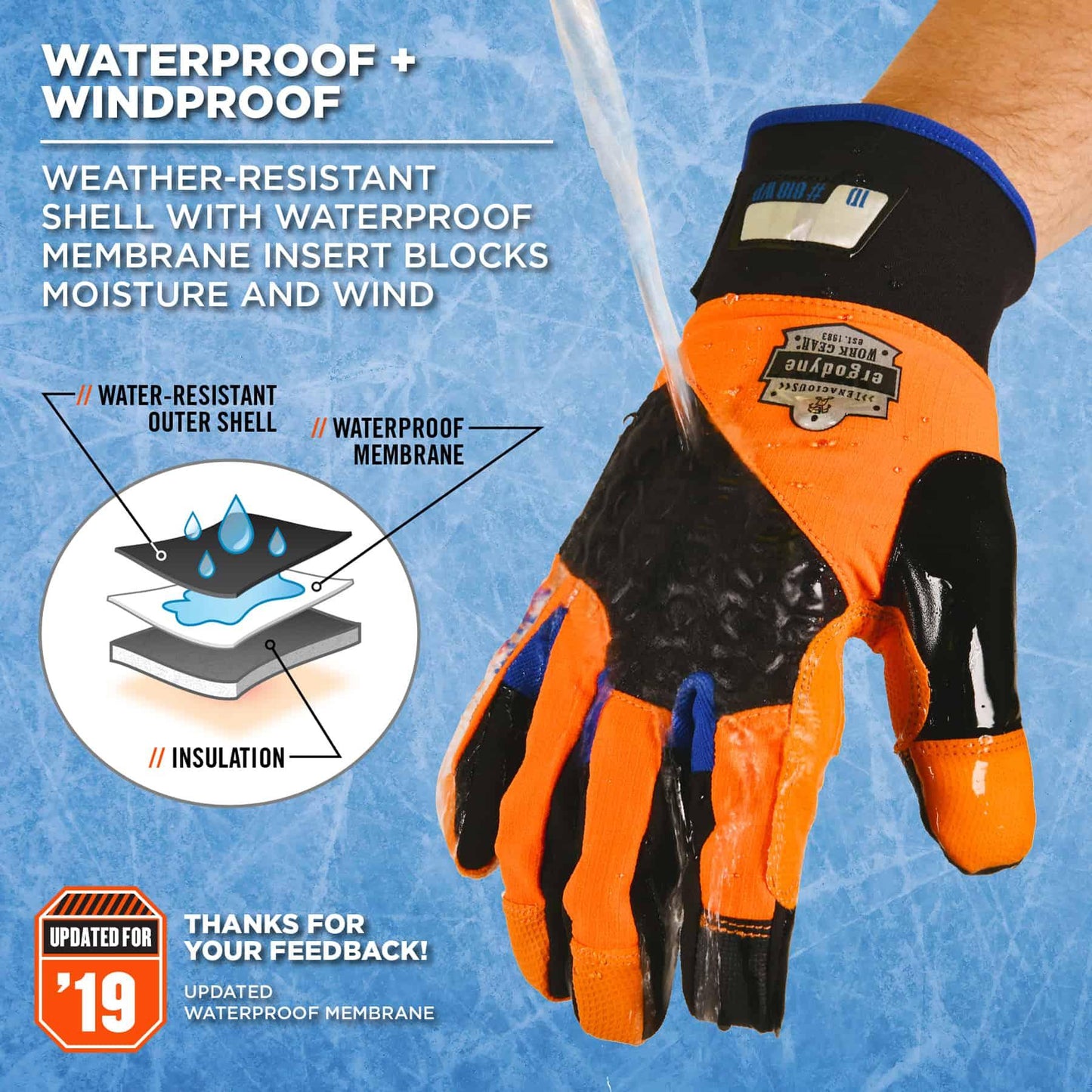 Orange Performance Gloves - Ergodyne - Waterproof Utility