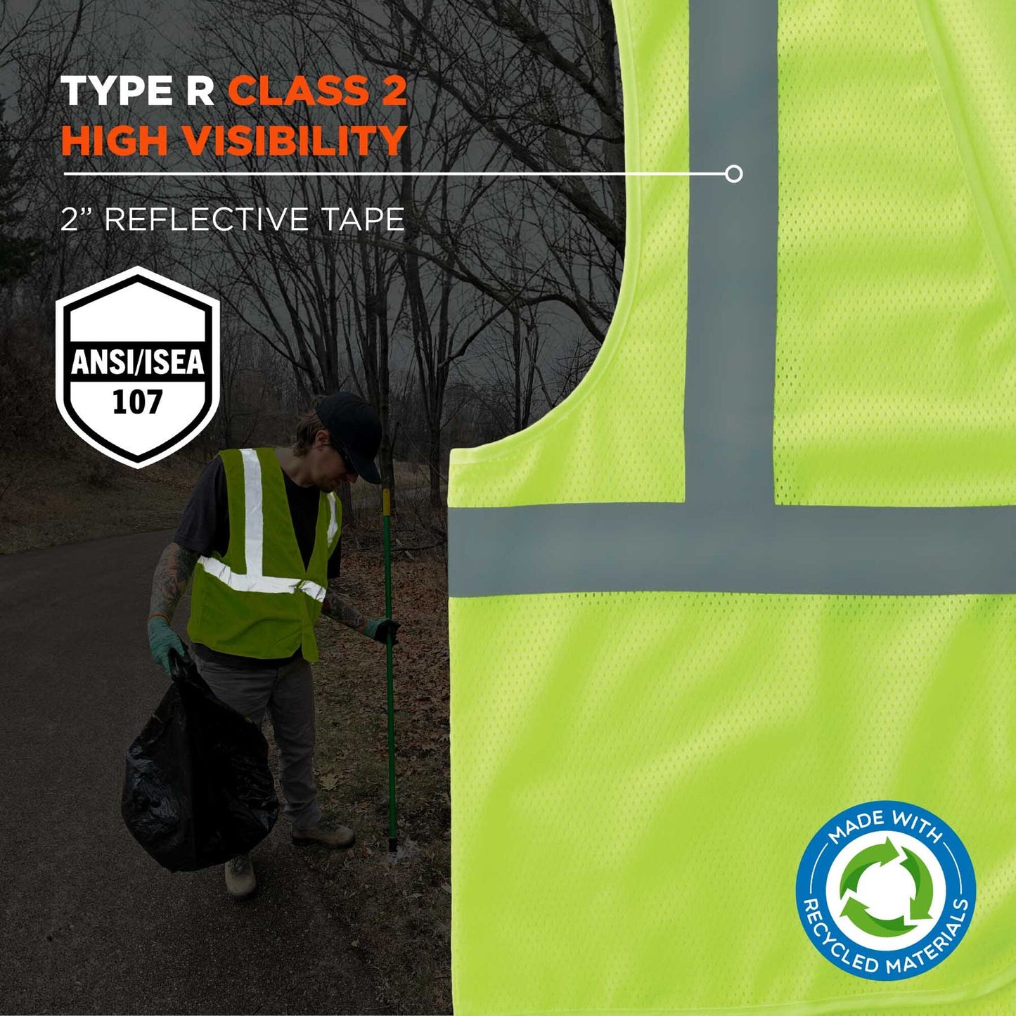 Yellow/Lime Safety Vests - Ergodyne - Eco-Friendly Design