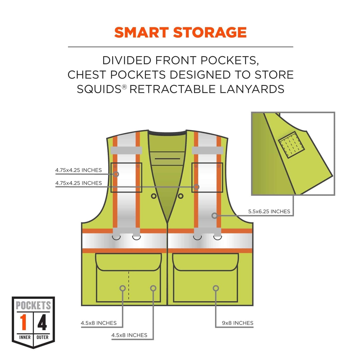 Yellow/Lime Safety Vest - Ergodyne - Hi-Vis Durable