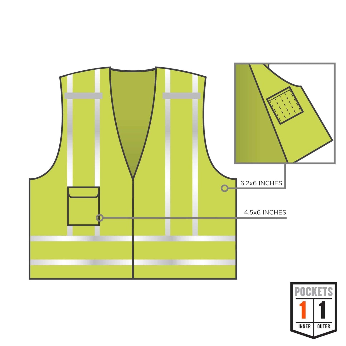 Yellow/Lime Safety Vests - Ergodyne - Reflective Material
