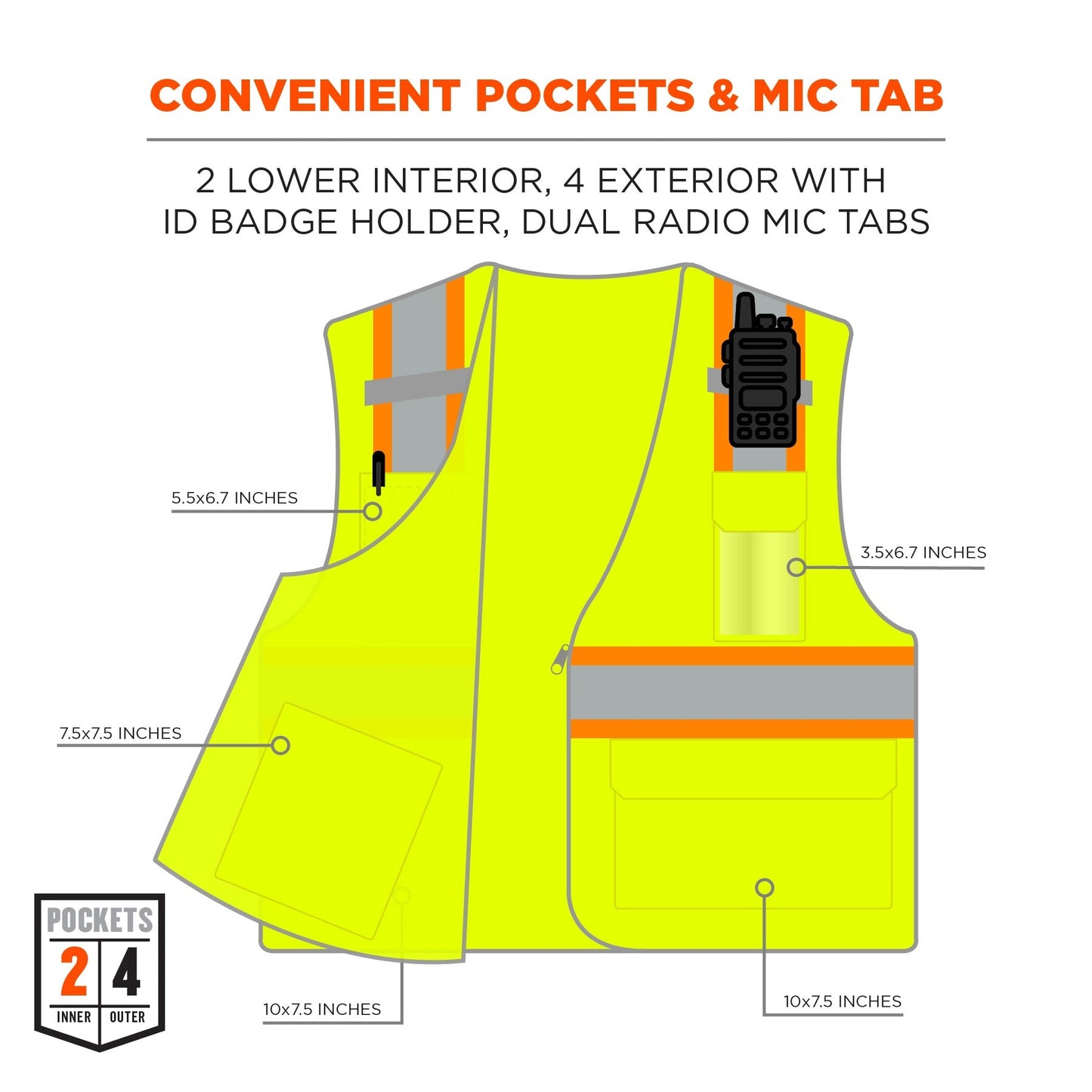 Yellow/Lime Safety Vest - Ergodyne - Hi-Vis Reflective