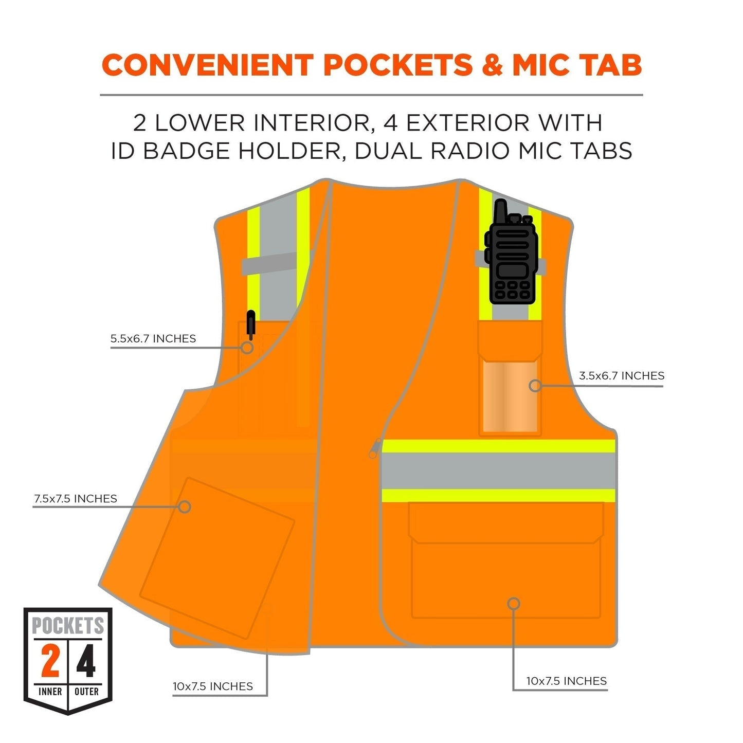 Yellow/Lime Safety Vest - Ergodyne - Hi-Vis Reflective