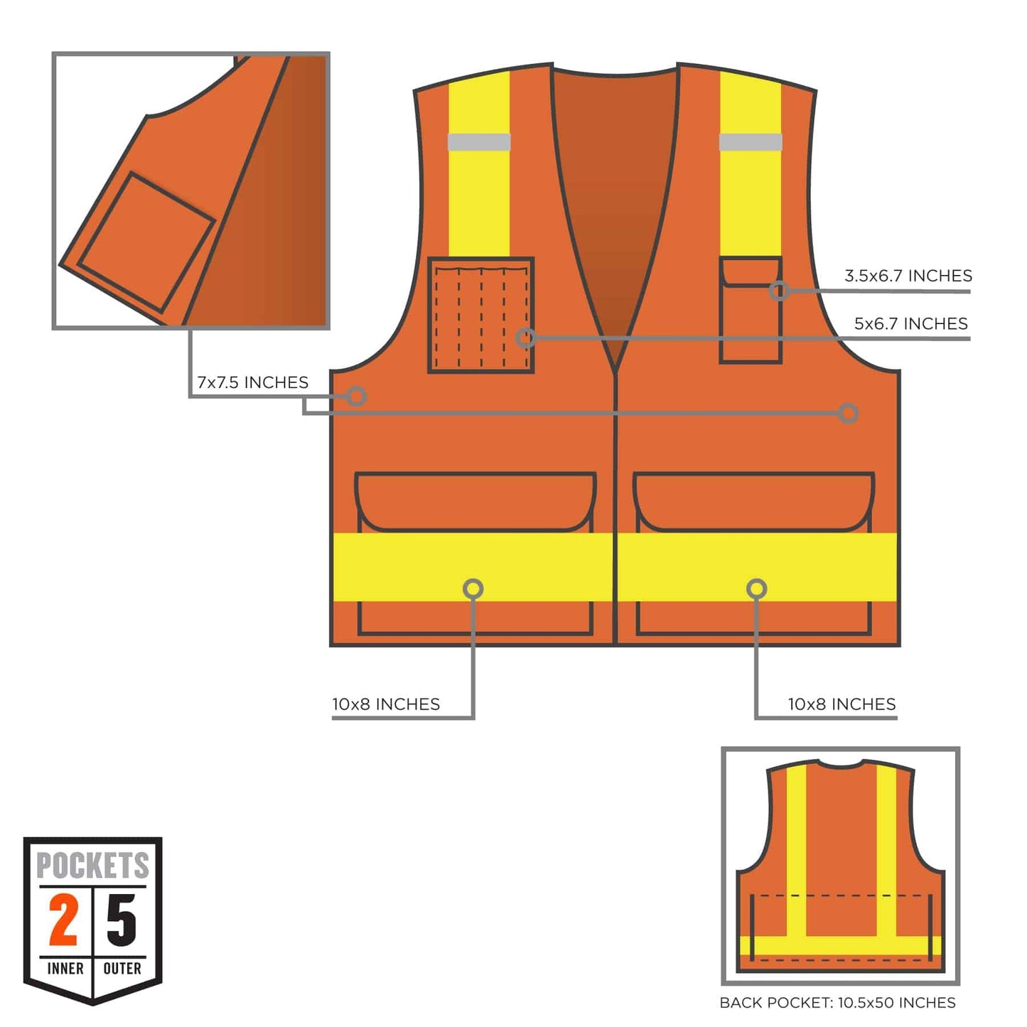 Orange Safety Vest - Ergodyne - Hi-Gloss Reflective