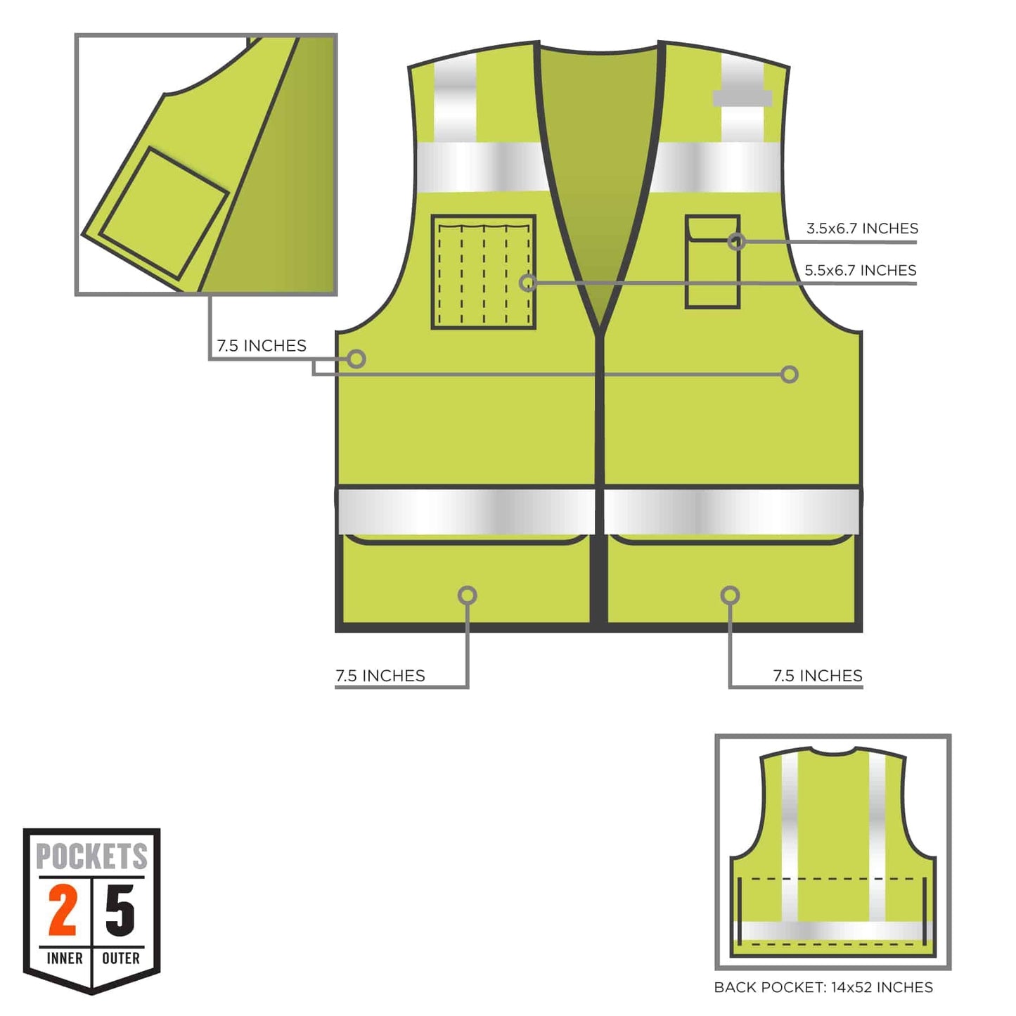 Yellow/Lime Safety Vests - Ergodyne - Heavy Duty Mesh