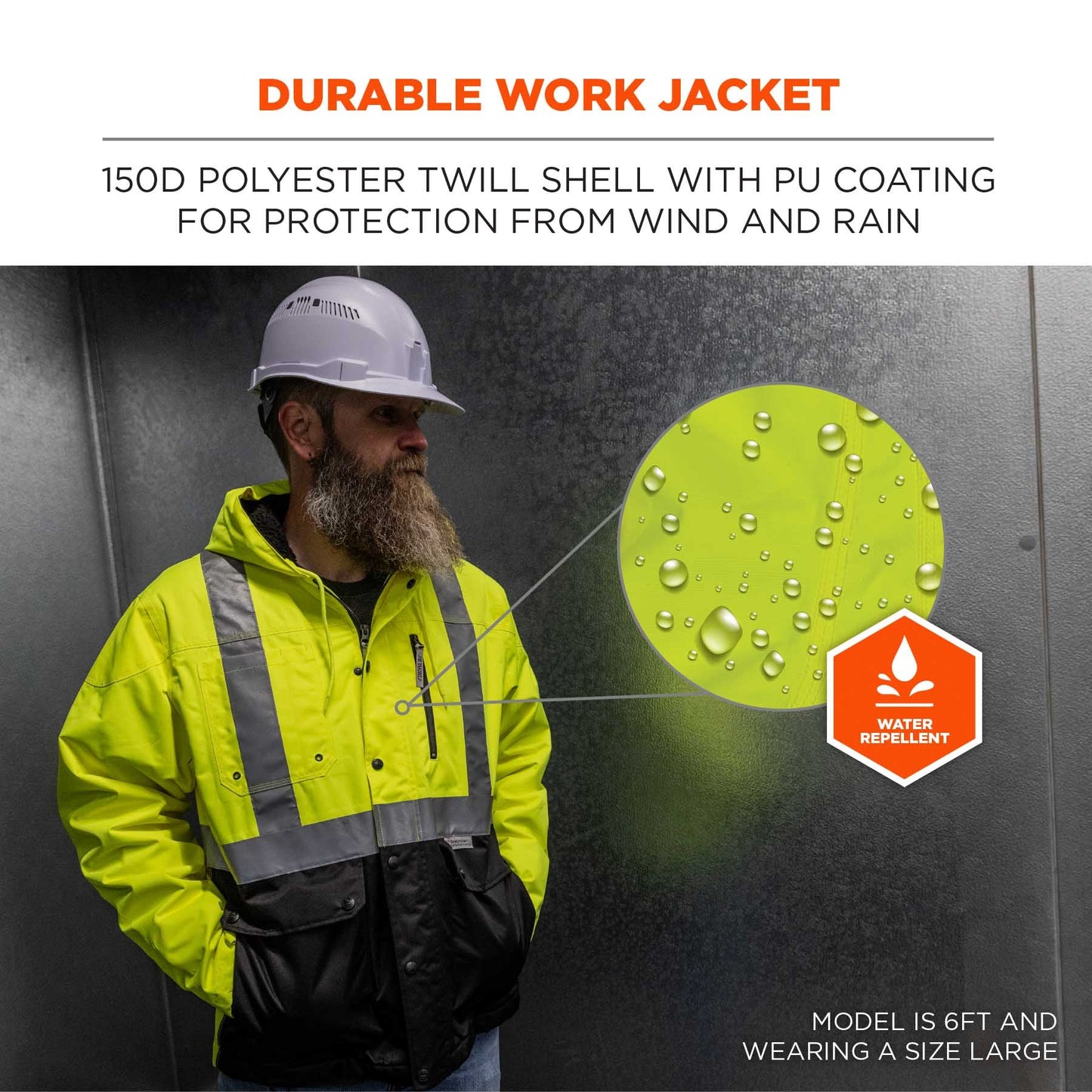 Yellow/Lime Safety Jacket - Ergodyne - Heavy-Duty Hi-Vis