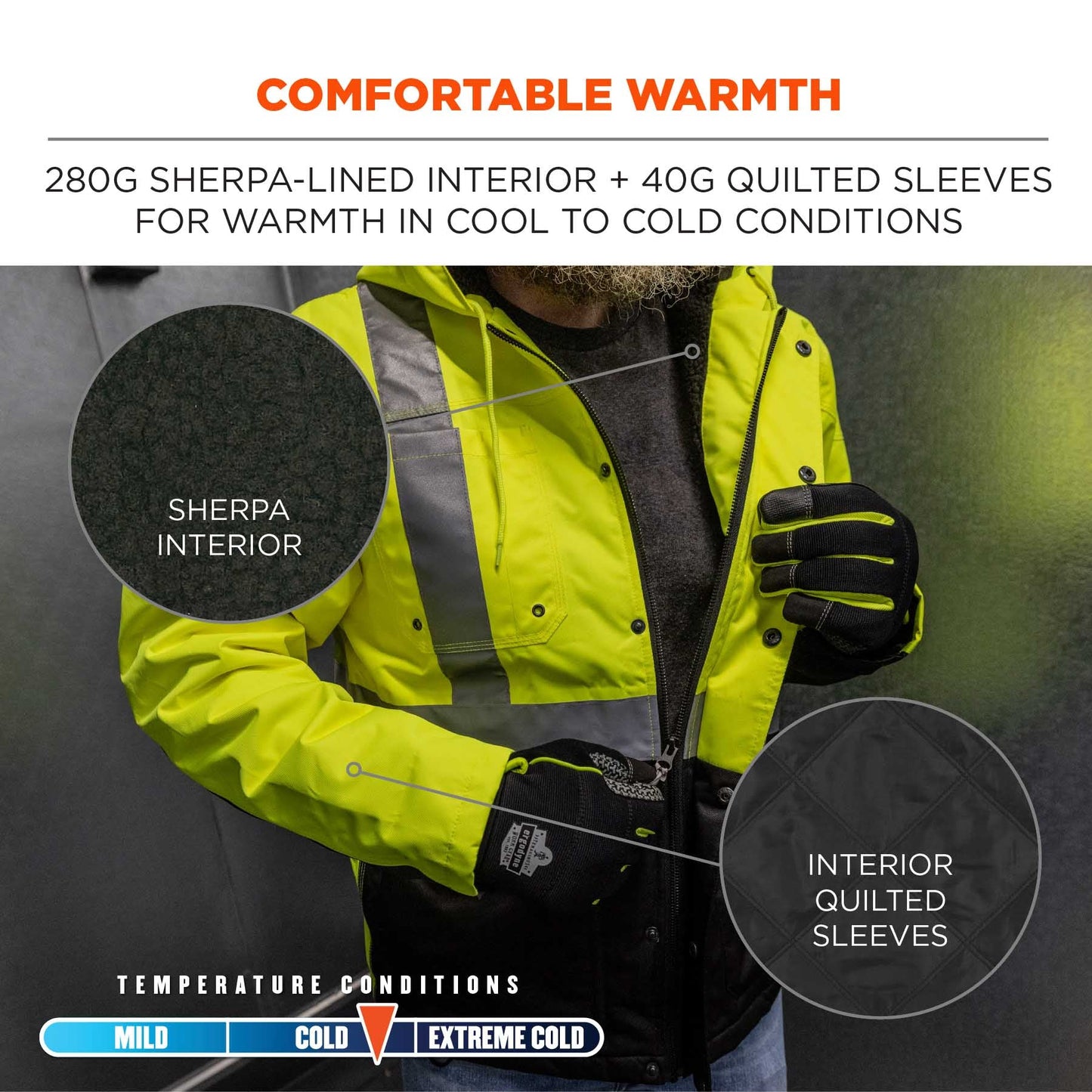 Yellow/Lime Safety Jacket - Ergodyne - Heavy-Duty Hi-Vis