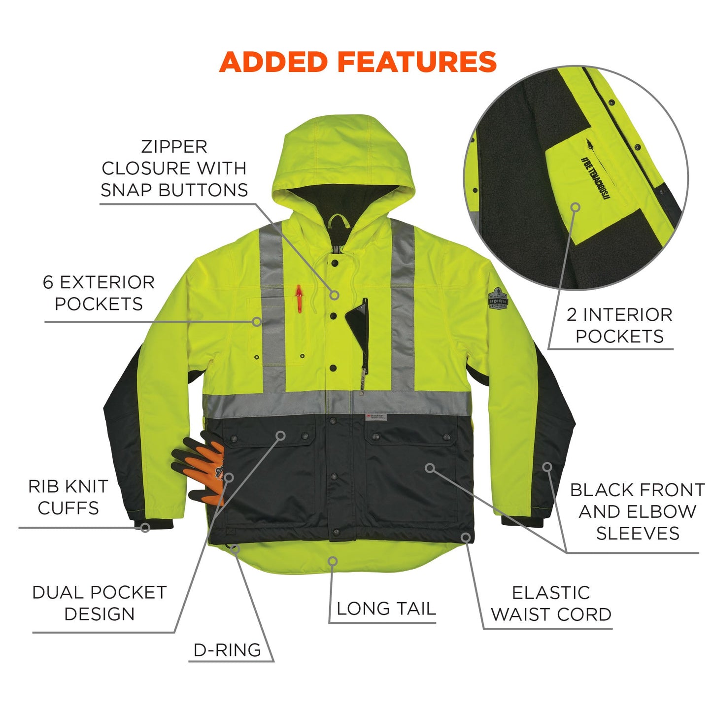Yellow/Lime Safety Jacket - Ergodyne - Heavy-Duty Hi-Vis