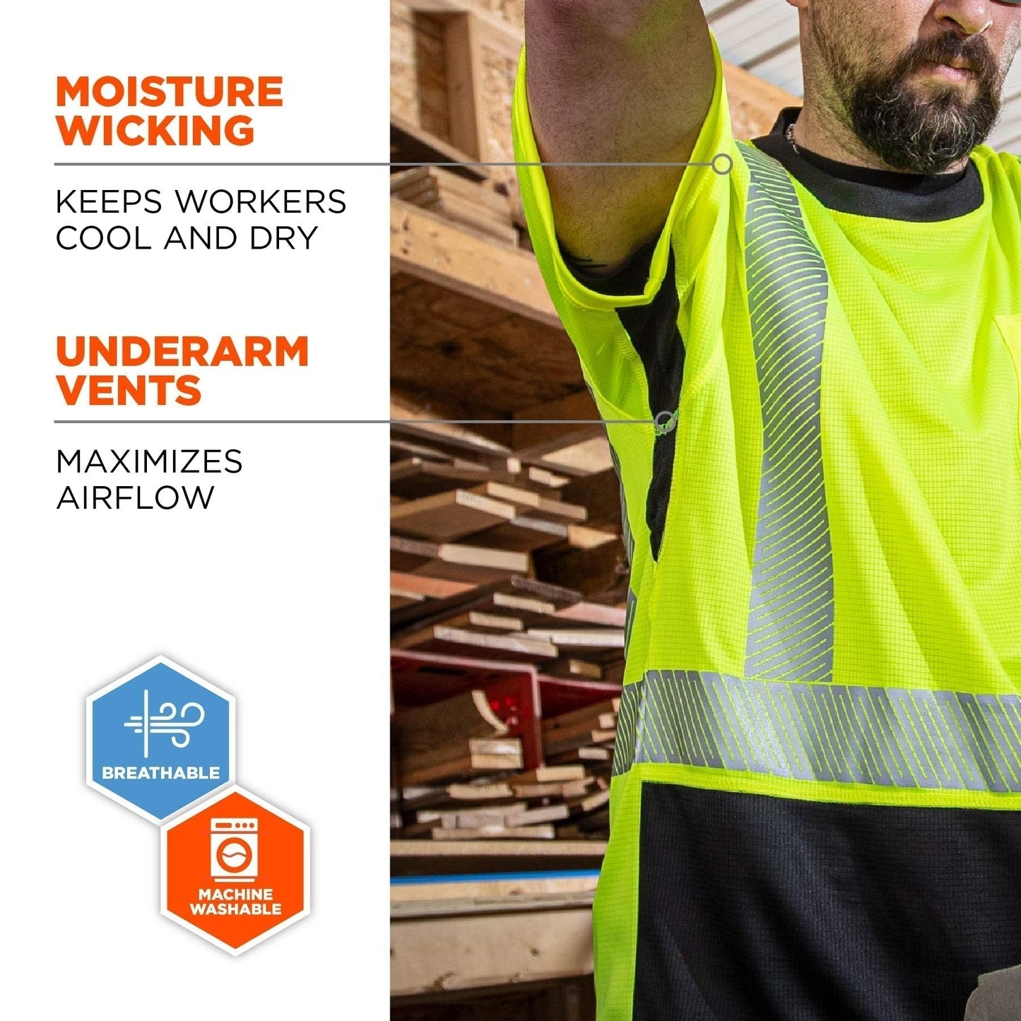 Yellow/Lime Safety Shirt - Ergodyne - Lightweight Fabric