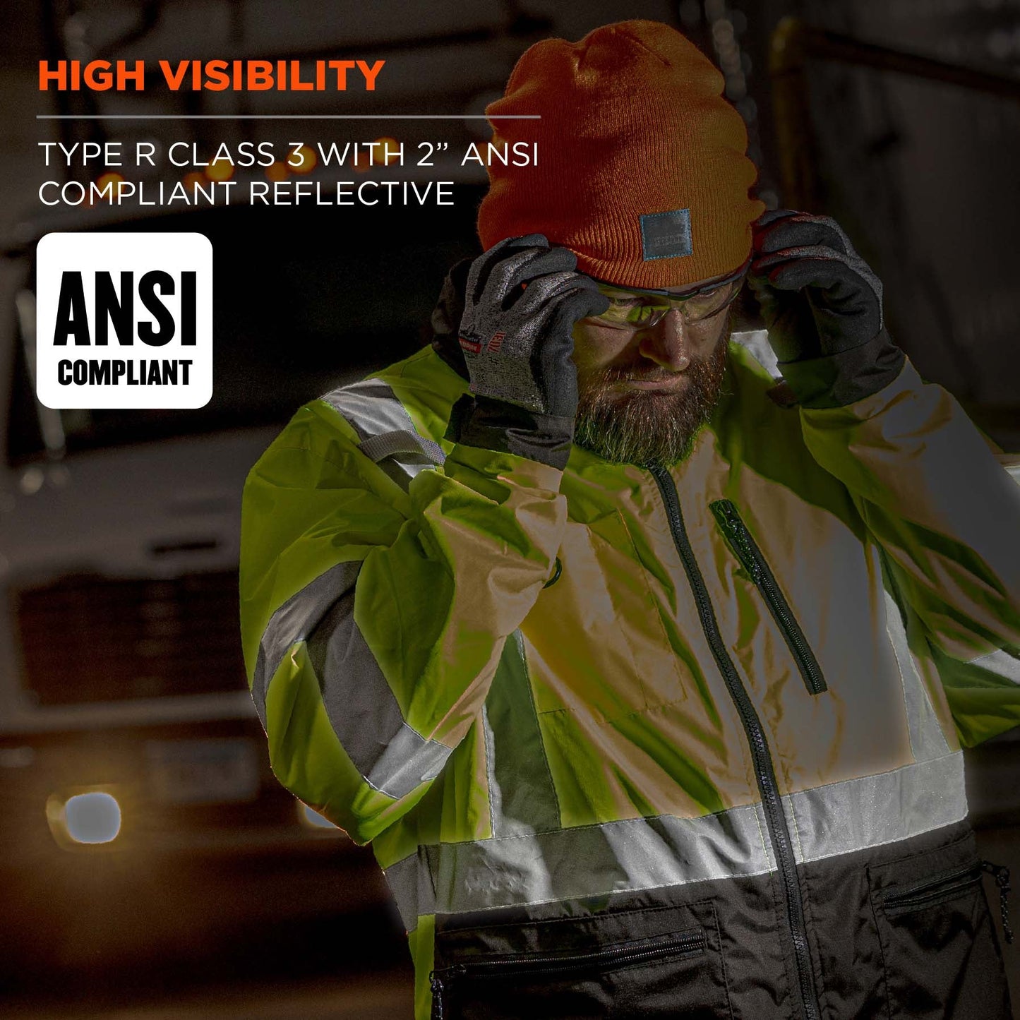 Yellow/Lime Safety Jacket - Ergodyne - Lightweight Windbreaker