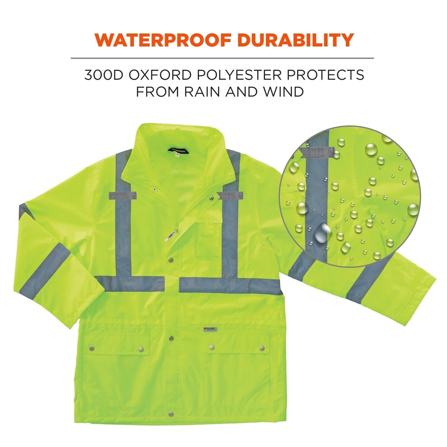 Yellow/Lime Rain Jacket - Ergodyne - Waterproof Design
