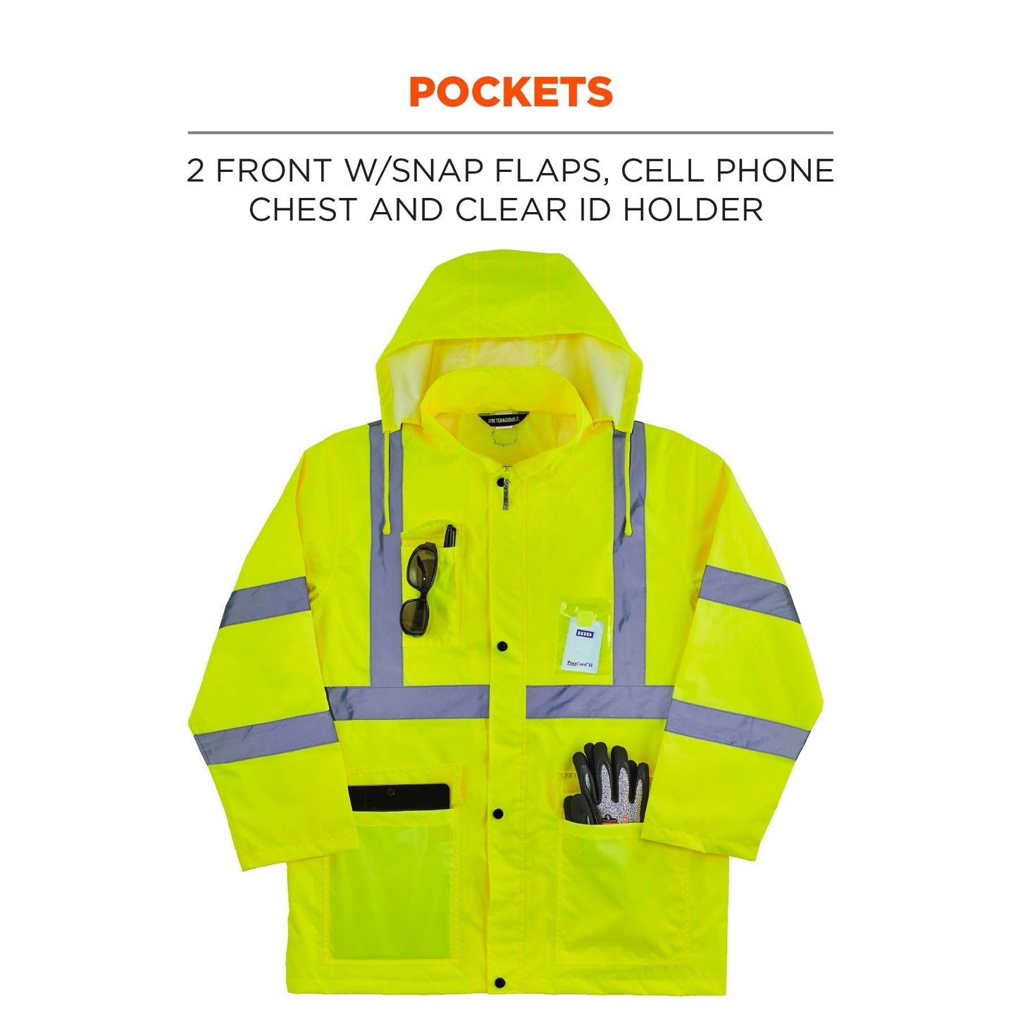 Yellow/Lime Rain Jacket - Ergodyne - Waterproof Design