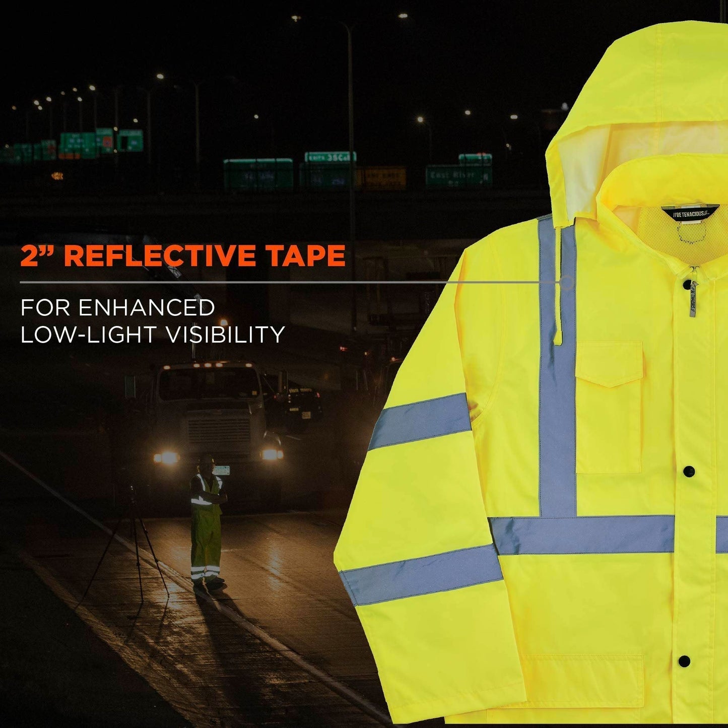 Yellow/Lime Rain Jacket - Ergodyne - Waterproof Design