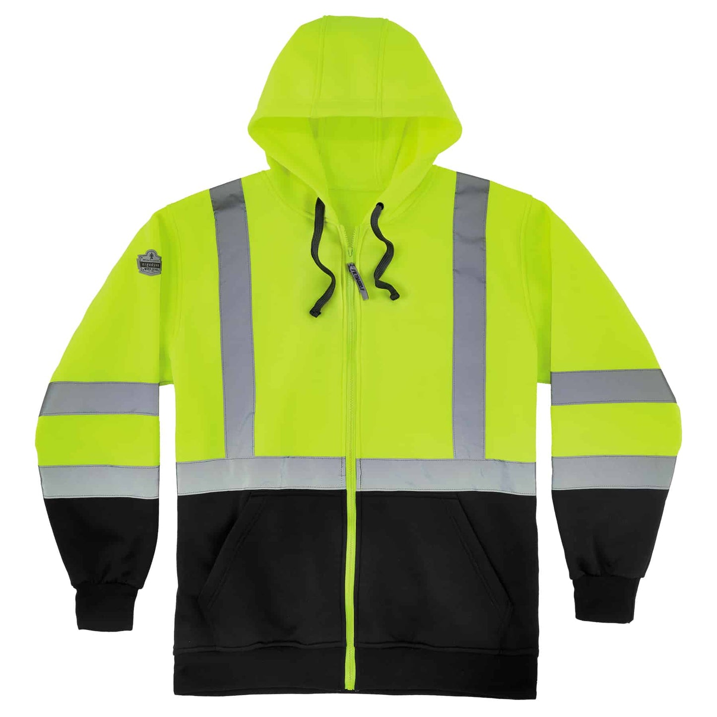 Yellow/Lime Safety Sweatshirt - Ergodyne - Zippered Hoodie