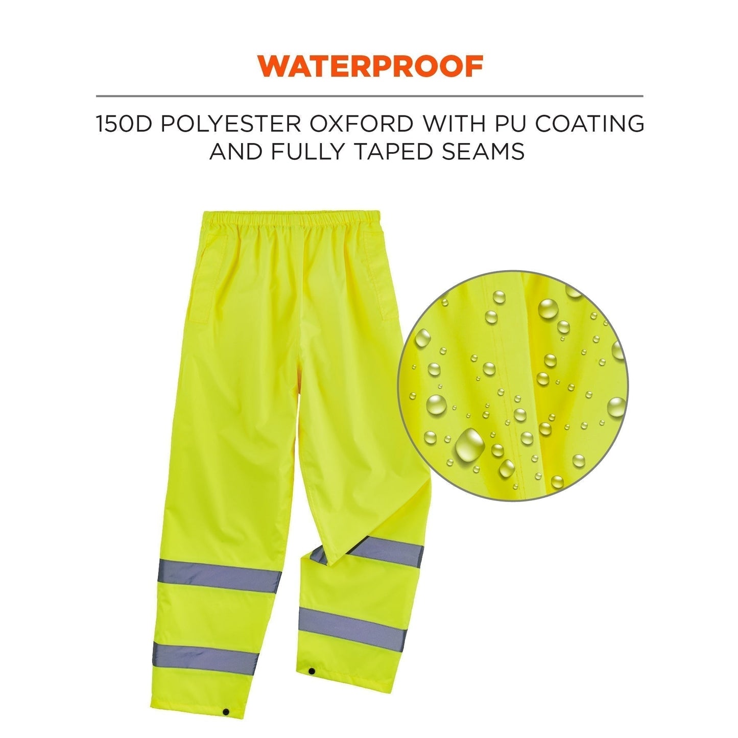 Yellow/Lime Rain Pants - Ergodyne - Waterproof Fabric