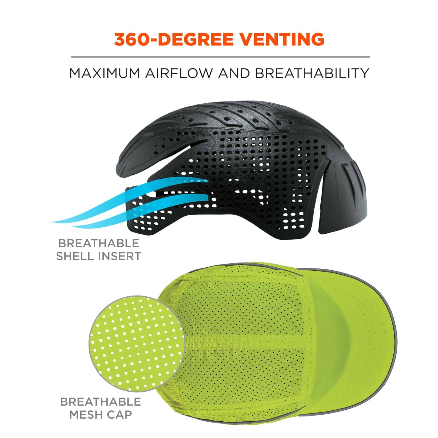 Black Bump Cap - Ergodyne - Lightweight Polyester Mesh