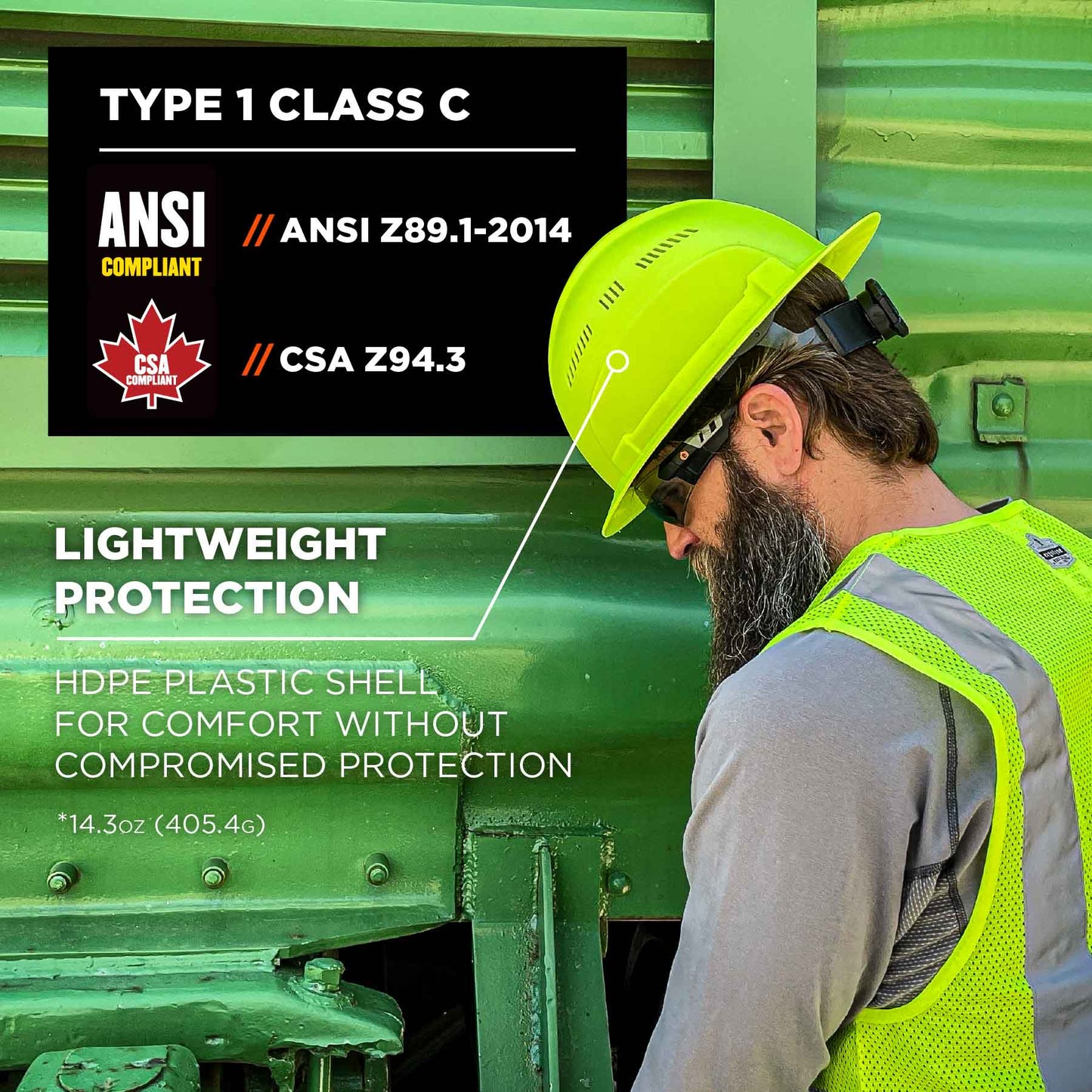 Lime Hard Hats - Ergodyne - Lightweight Vented Design
