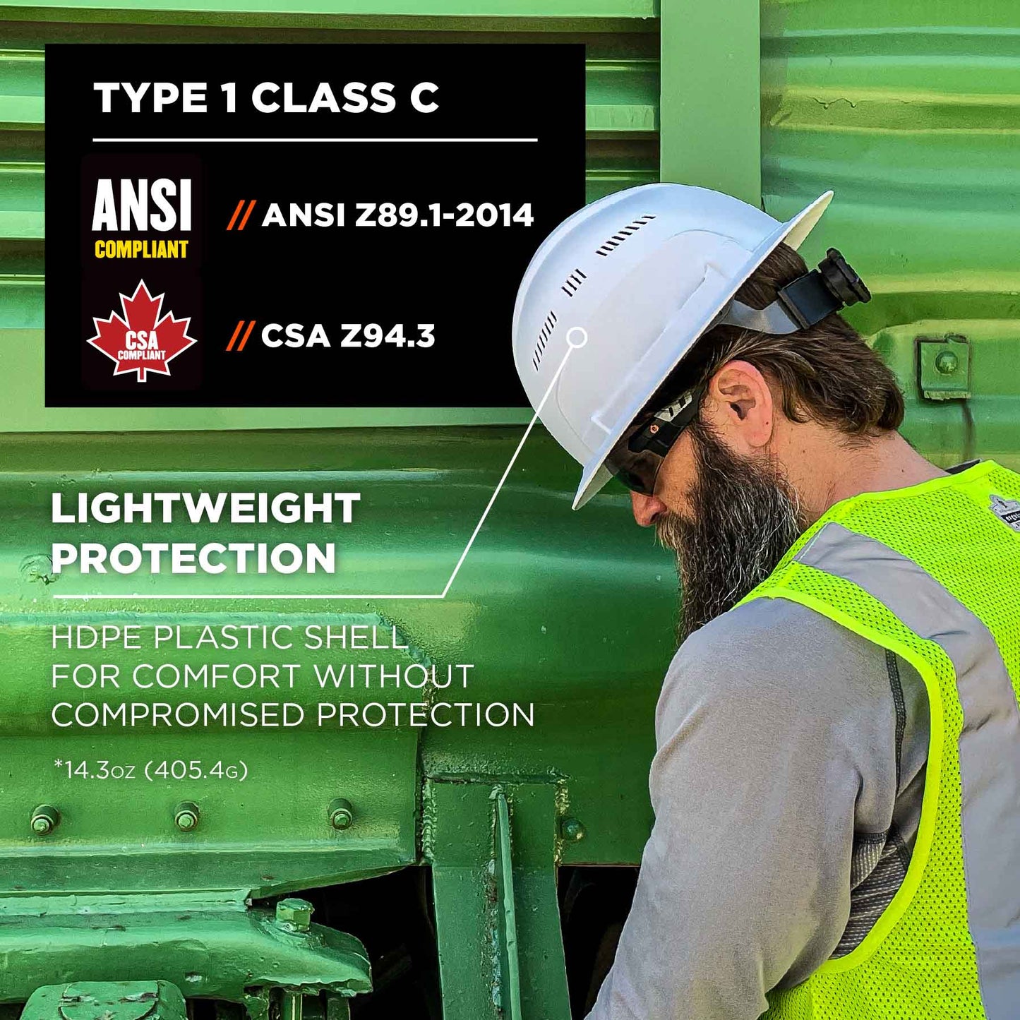 Lime Hard Hats - Ergodyne - Lightweight Vented Design