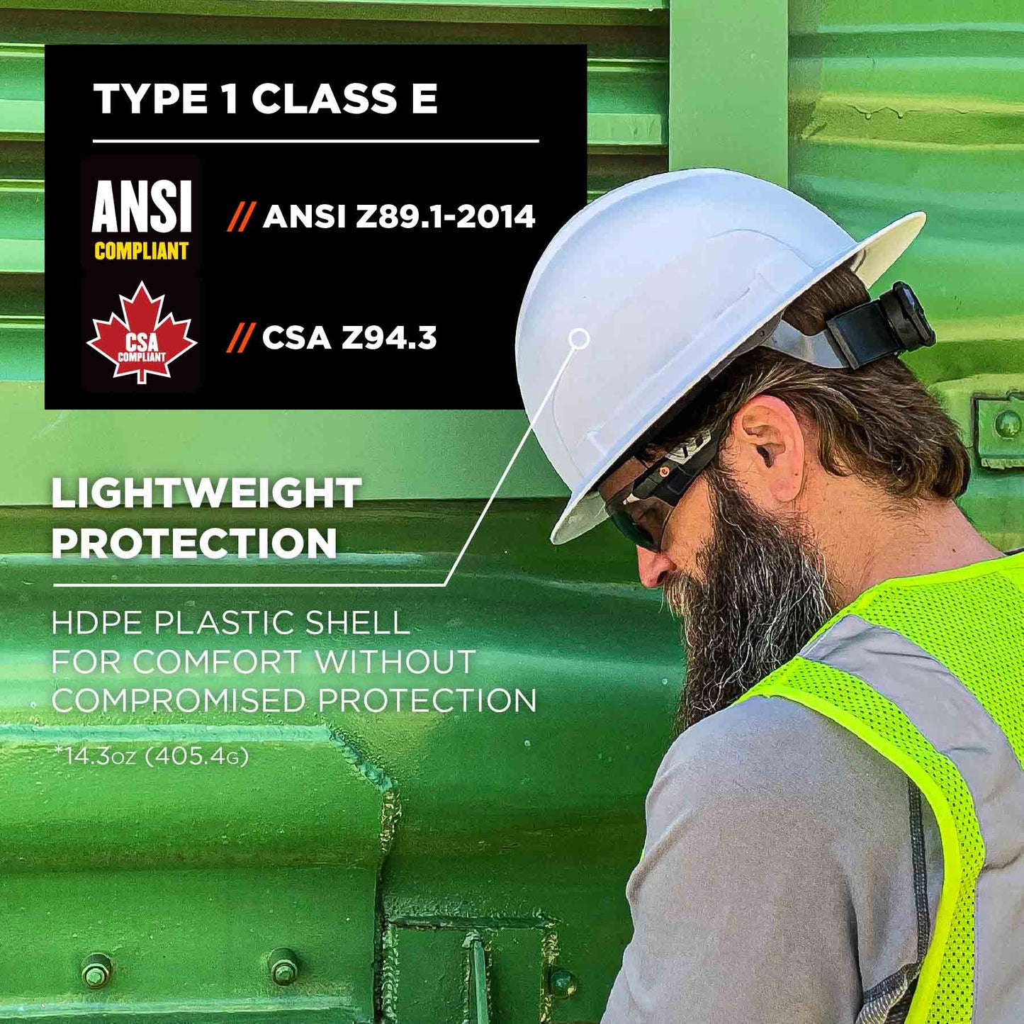Lime Hard Hats - Ergodyne - Lightweight Full Brim Design