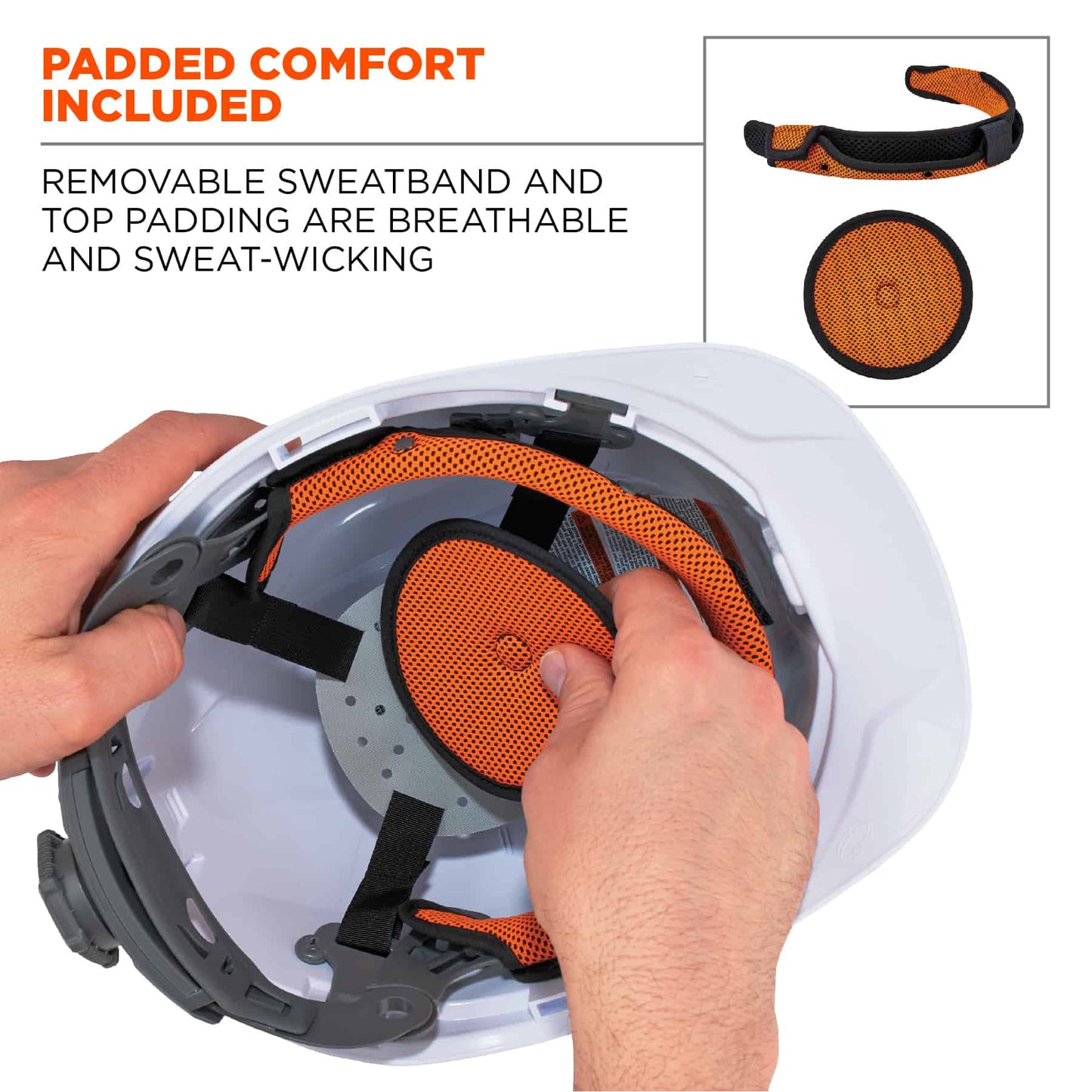 Orange Hard Hats - Ergodyne - Cap Style With LED Light