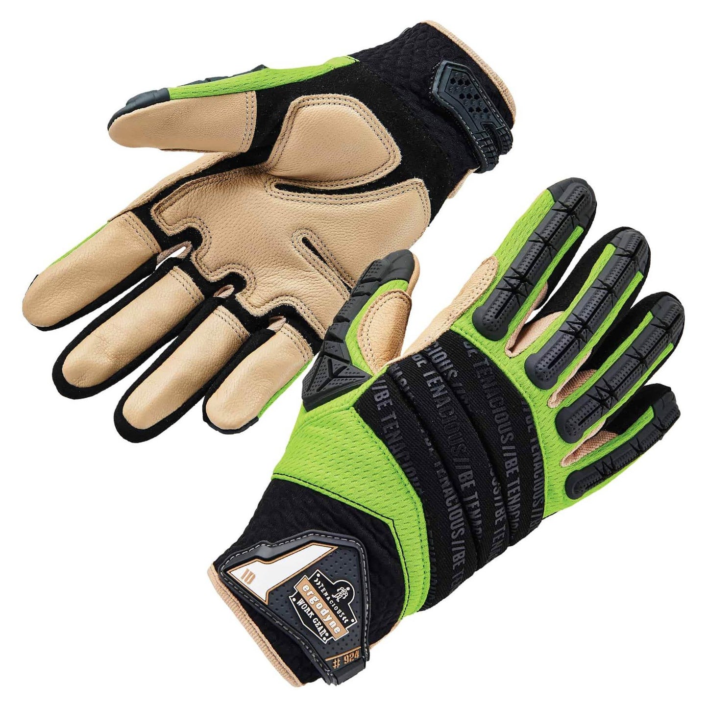 Green Performance Gloves - Ergodyne - Leather Reinforced