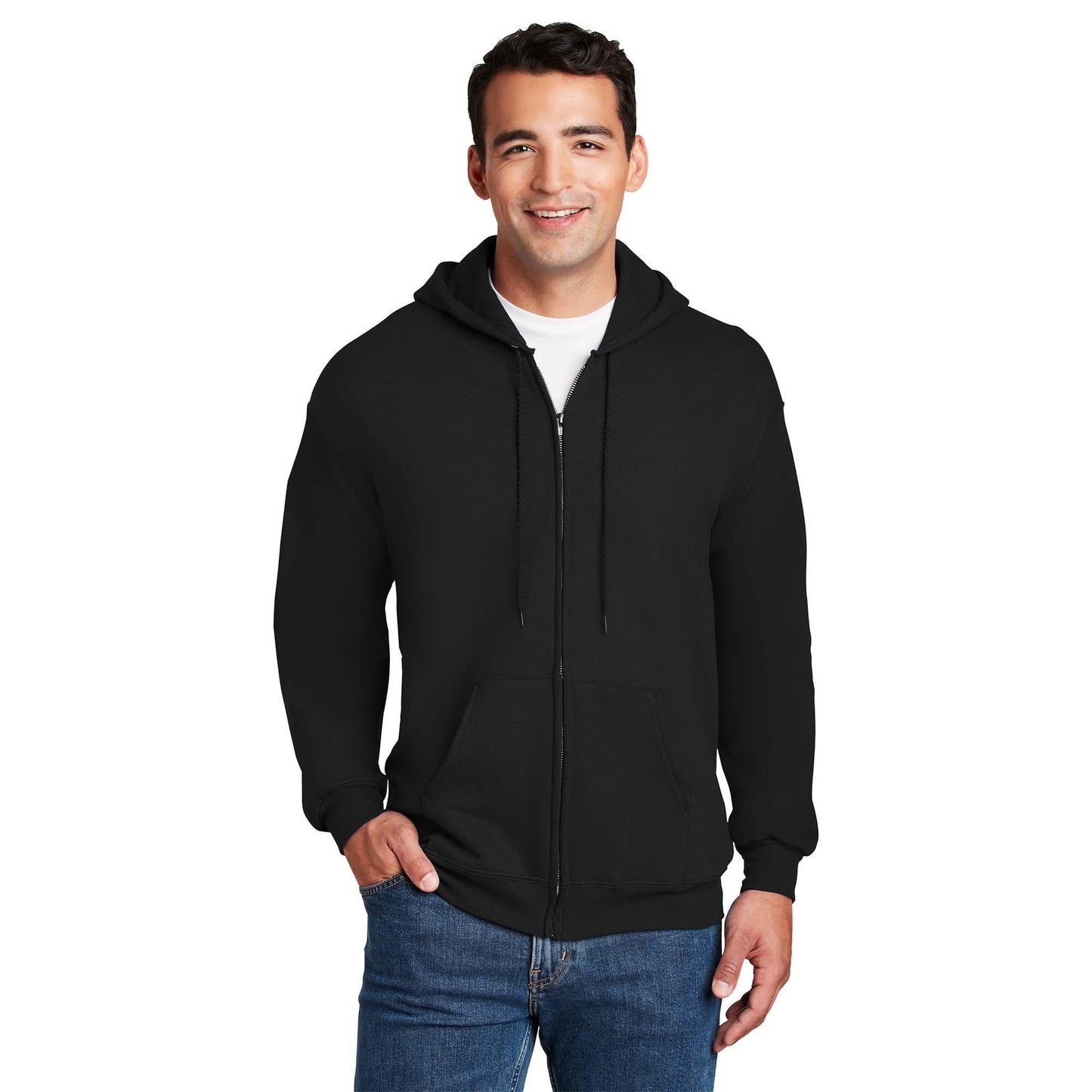 Black Sweatshirts - Hanes - Full-Zip Hooded Style