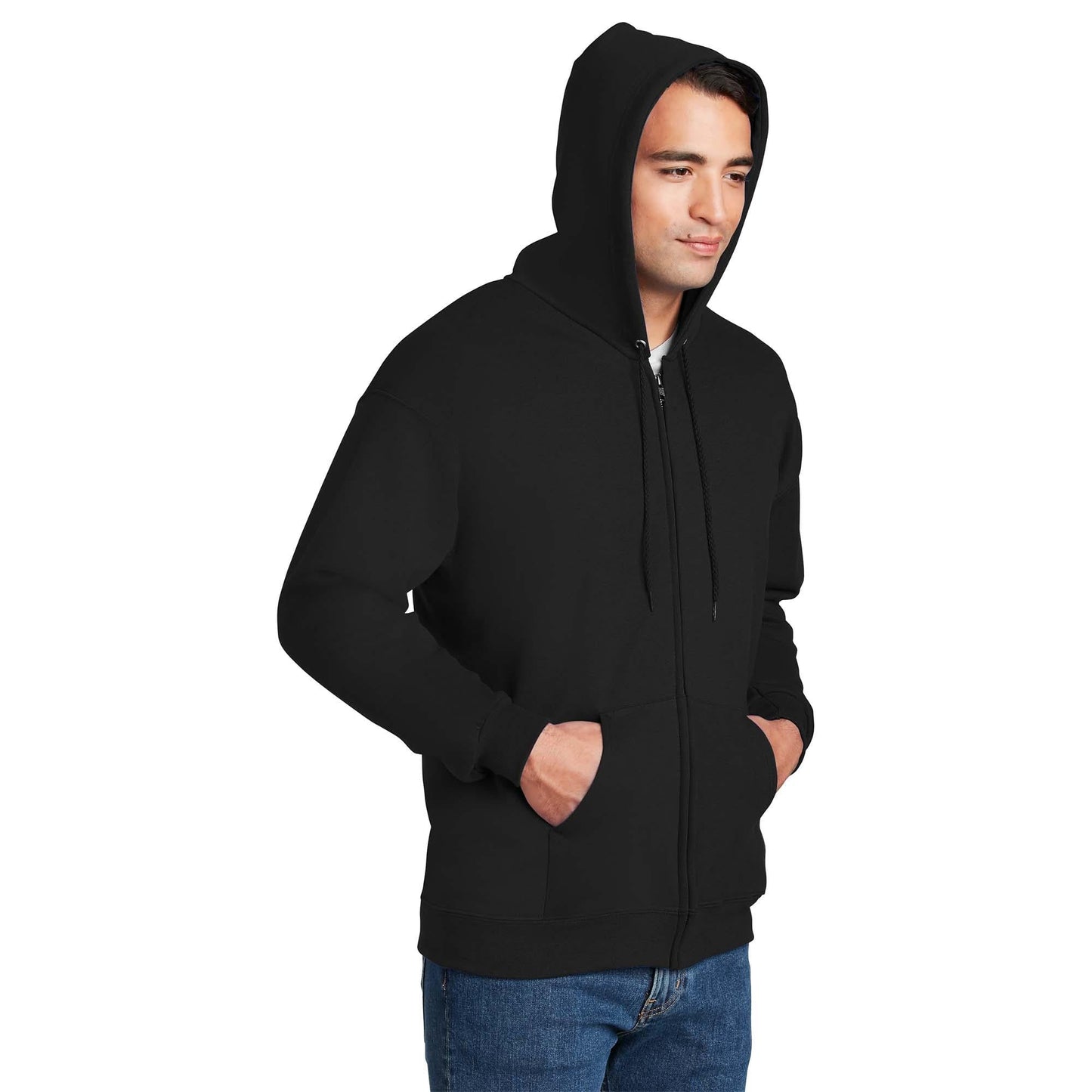 Black Sweatshirts - Hanes - Full-Zip Hooded Style