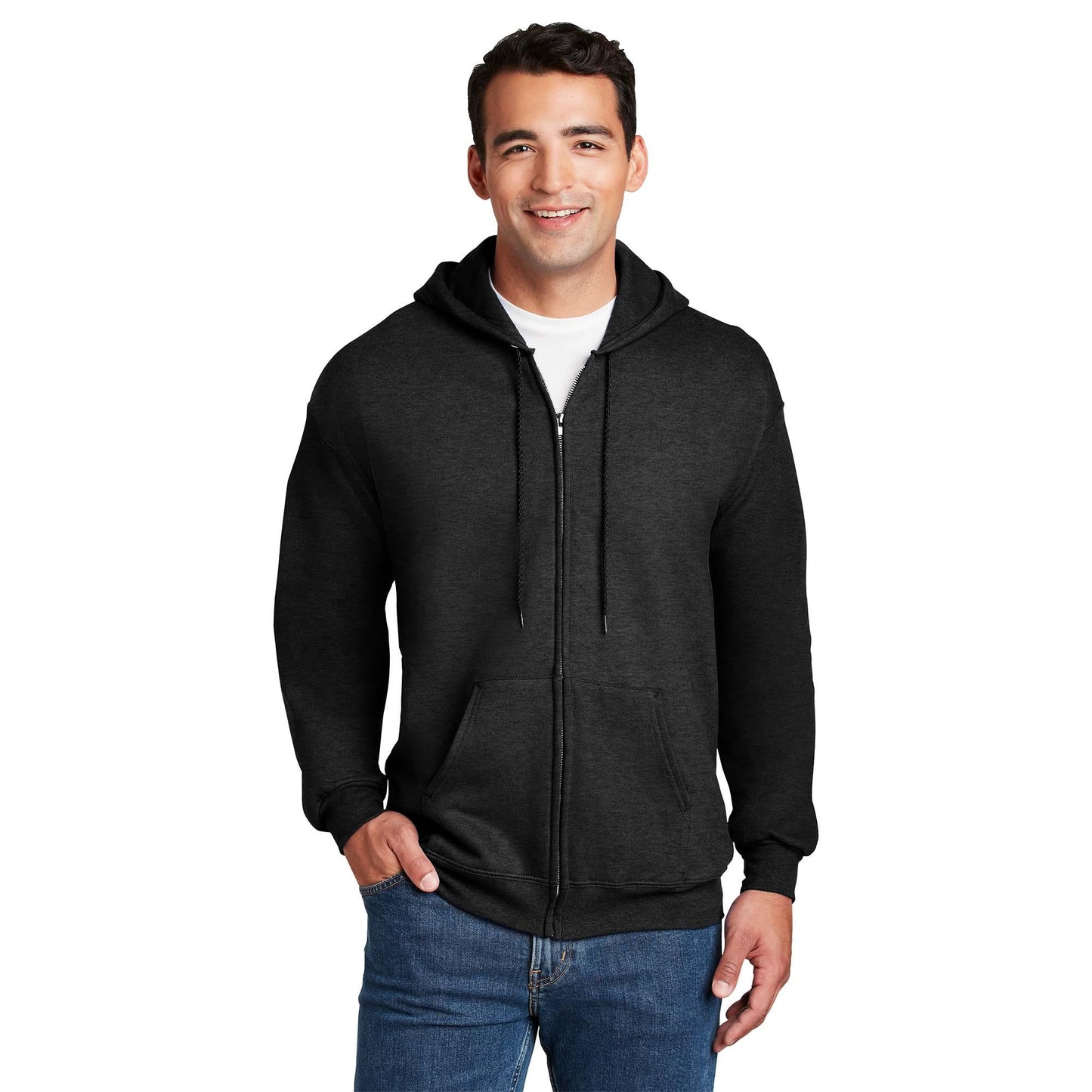 Black Sweatshirts - Hanes - Full-Zip Hooded Style