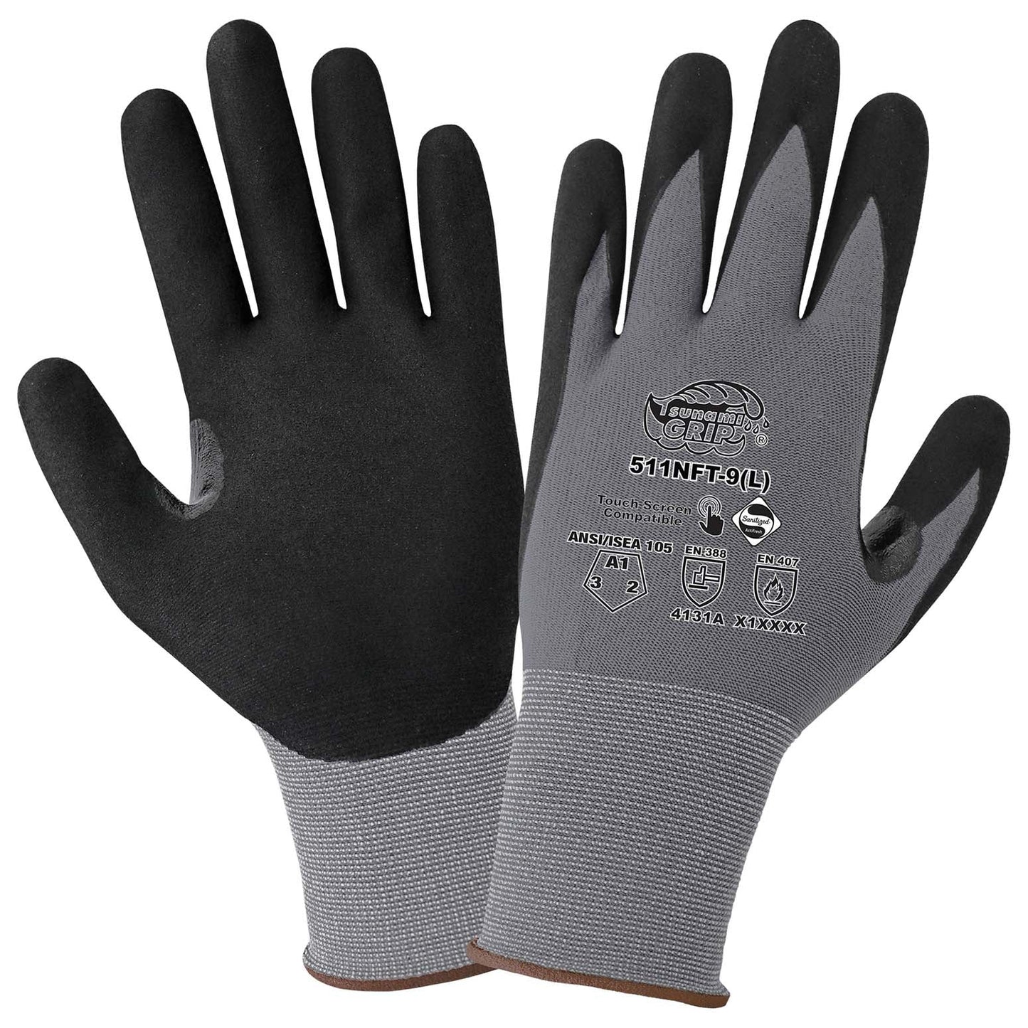 Black/Gray String Knit Gloves - Global Glove - Durable Design