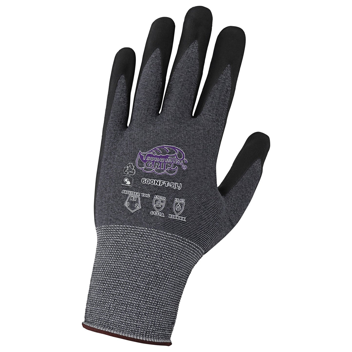 Black/Gray String Knit Gloves - Global Glove - Nitrile Coated