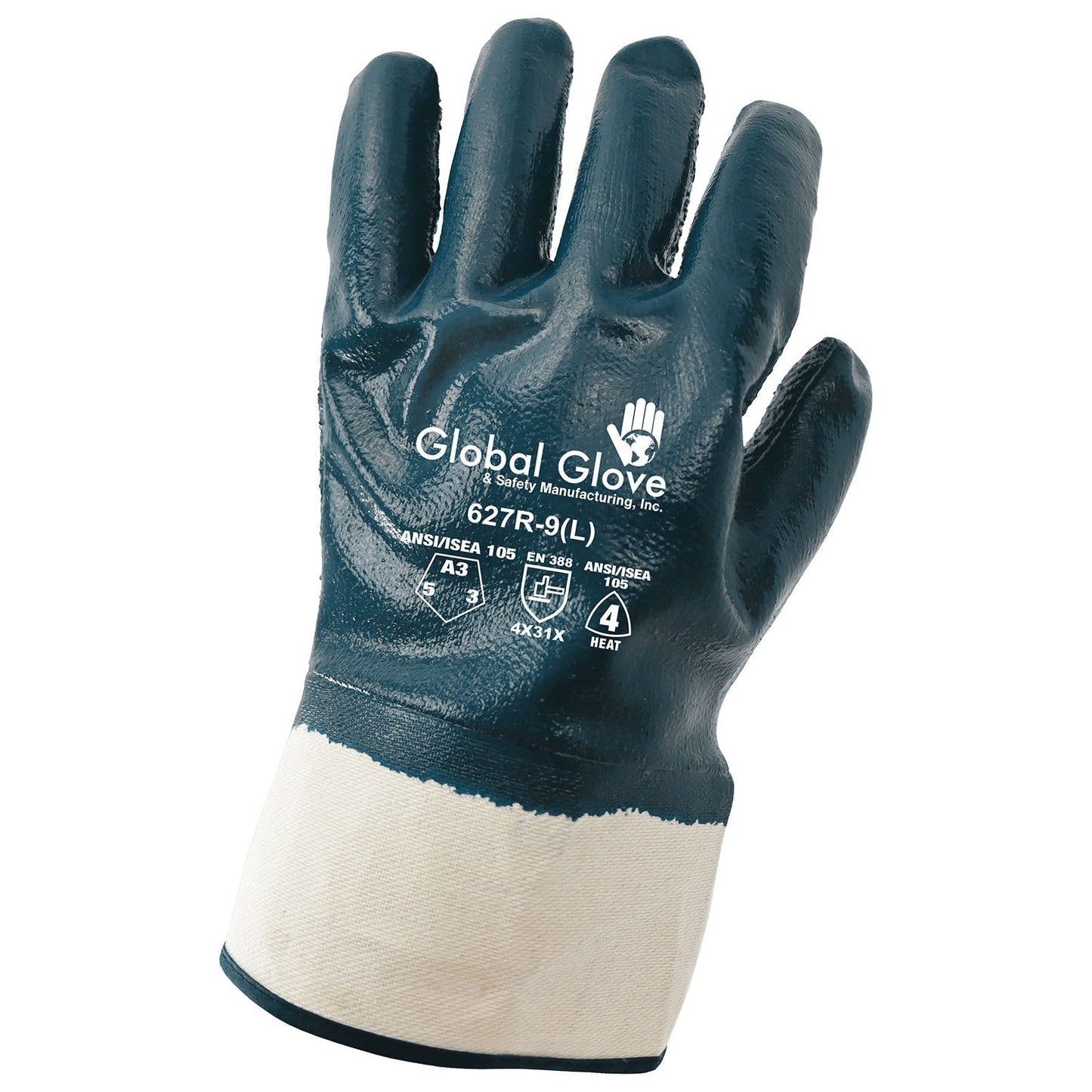 Blue String Knit Gloves - Global Glove - Nitrile Coated