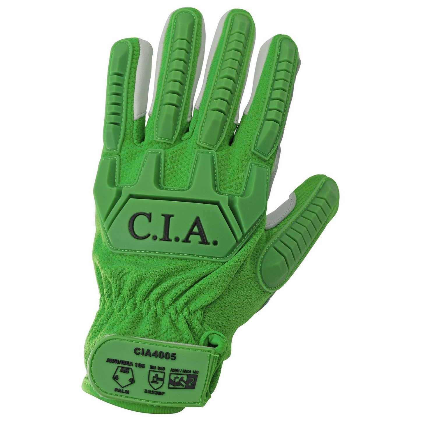 Green Leather Gloves - Global Glove - Cut Resistant