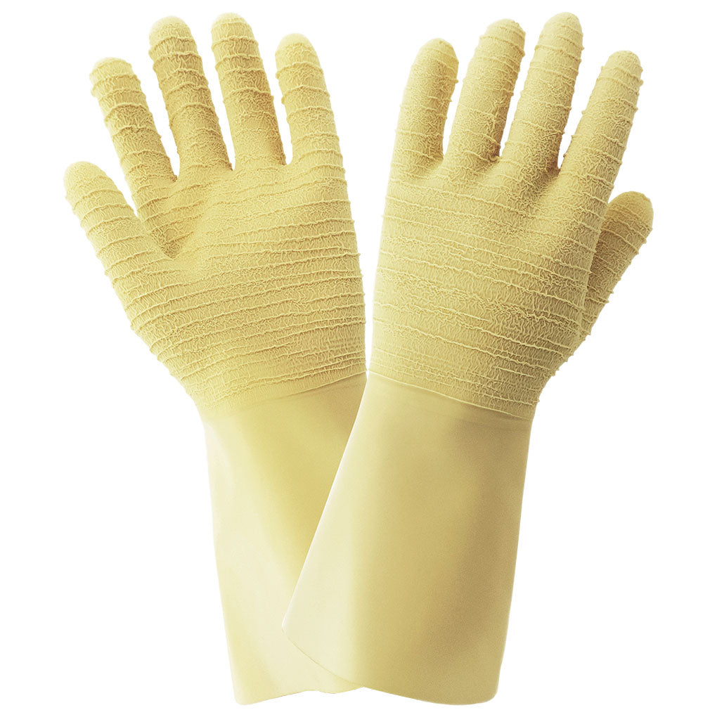 Yellow Rubber Gloves - Global Glove - Wrinkle Patterned