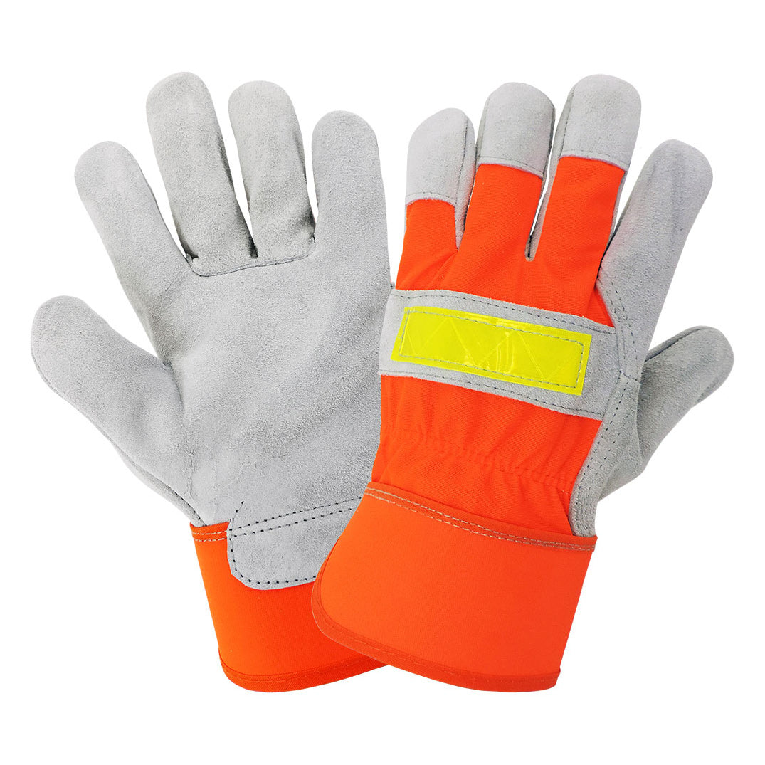 Orange Leather Gloves - Global Glove - High Visibility