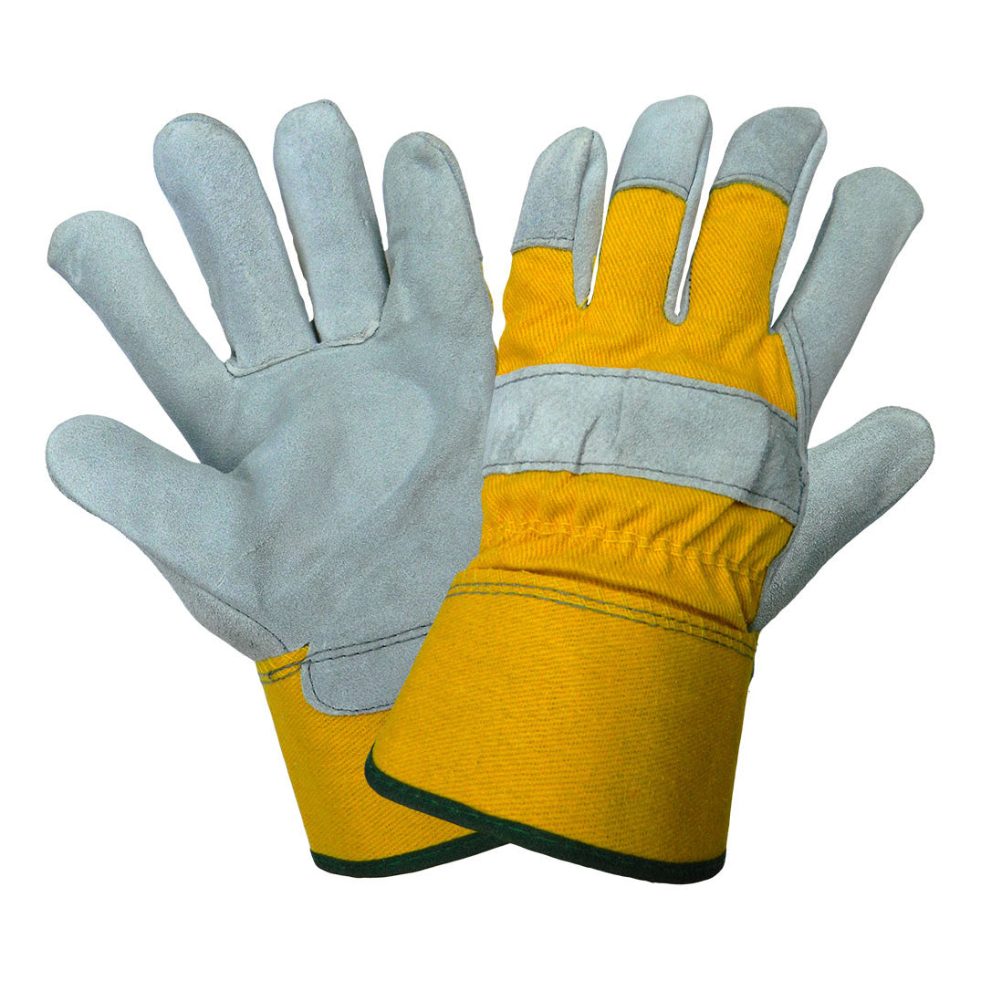 Yellow Leather Gloves - Global Glove - Durable Cowhide Palm