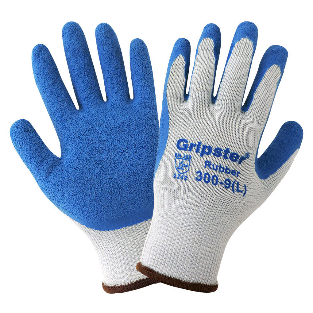 Gray String Knit Gloves | Global Glove | 300 Gripster Etched Rubber