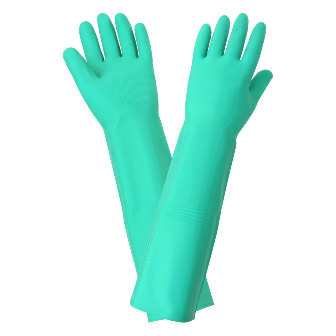 Green Rubber Gloves | Global Glove | 522 Frogwear Extra-Long 22 Mil Nitrile Unsupported