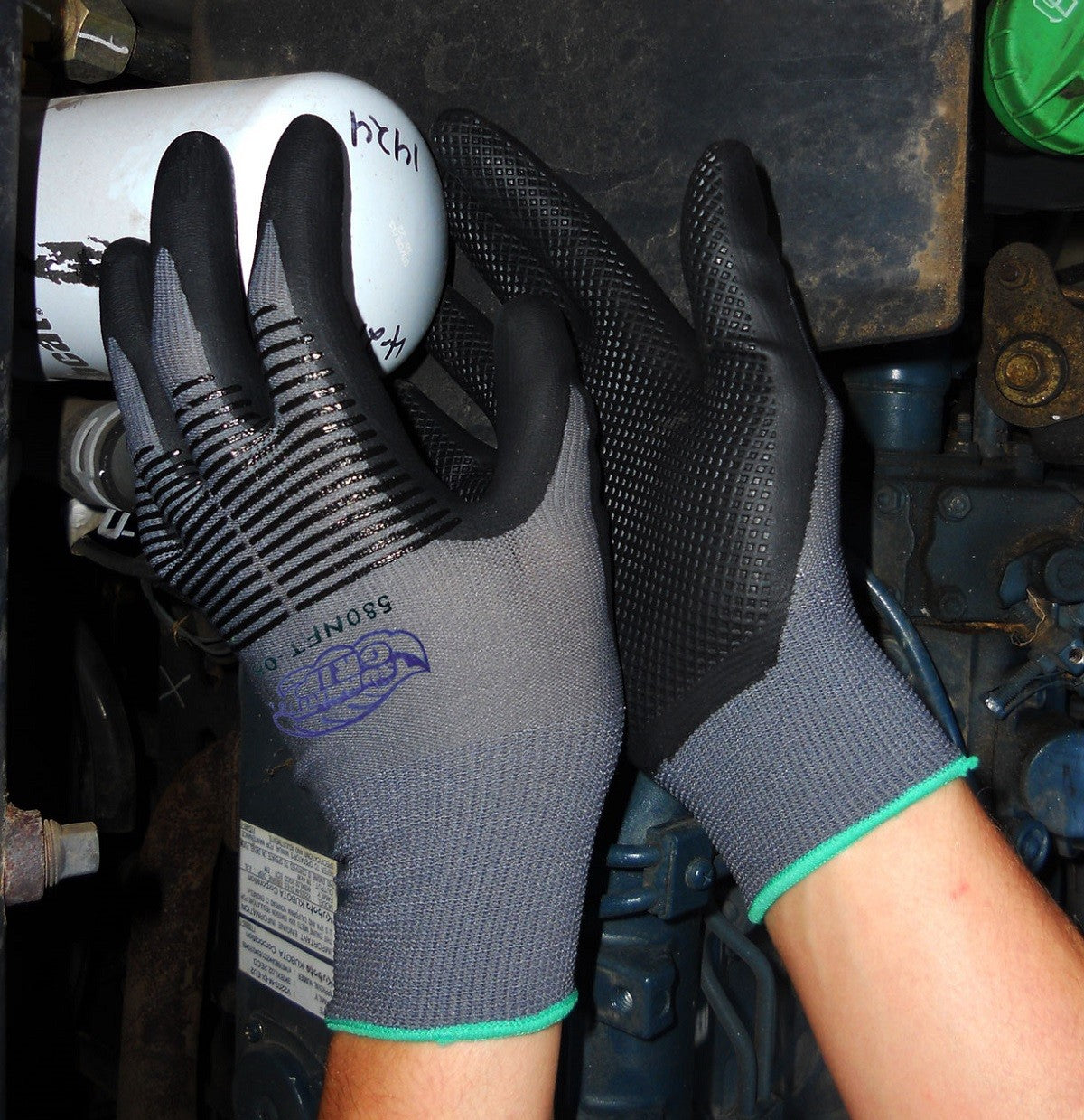 White/Black String Knit Gloves - Global Glove - Nitrile Coated