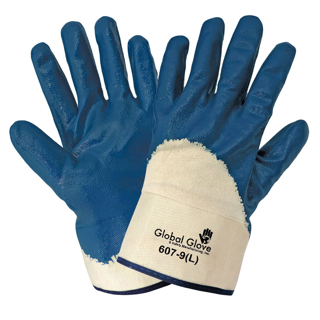 Blue/White Cotton Gloves - Global Glove - Durable Nitrile