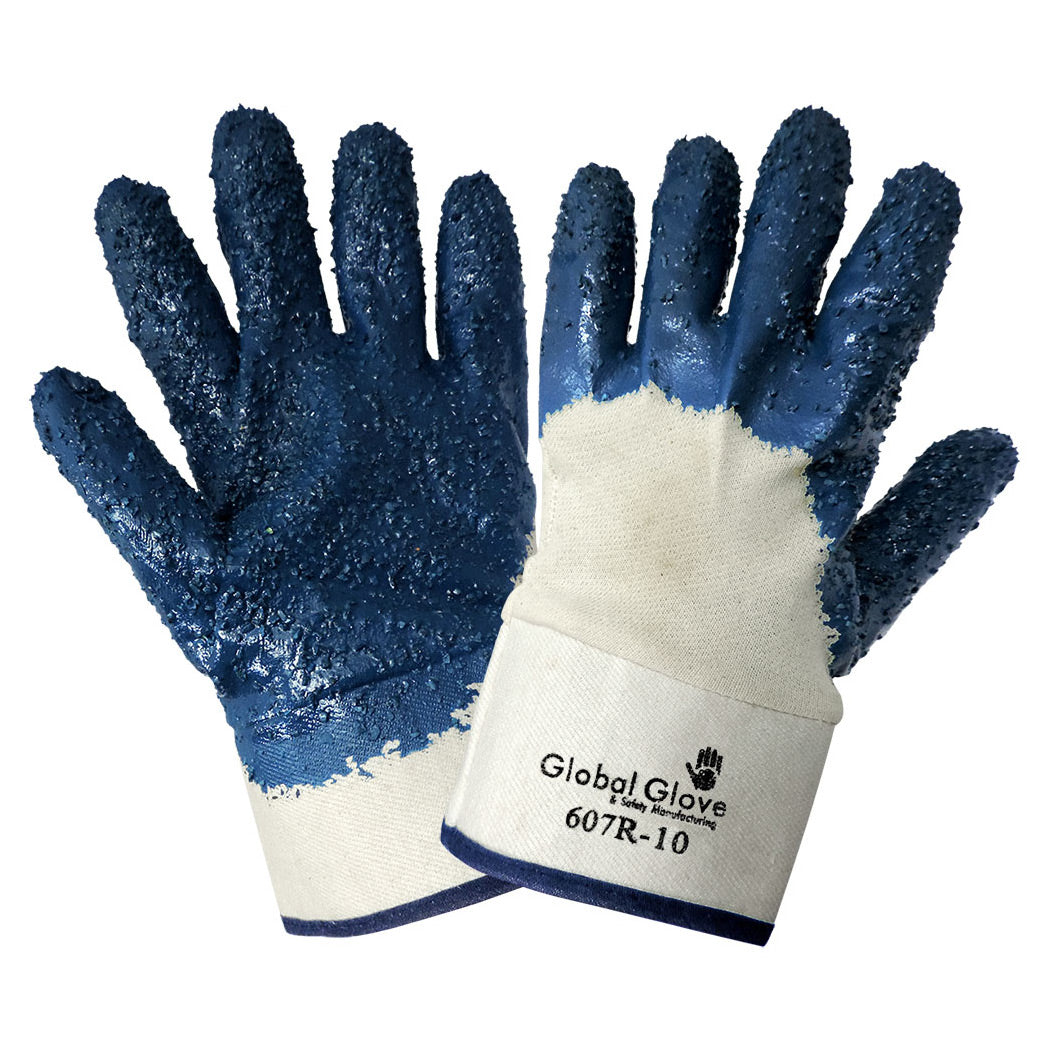 White Cotton Gloves - Global Glove - Nitrile Safety Cuff
