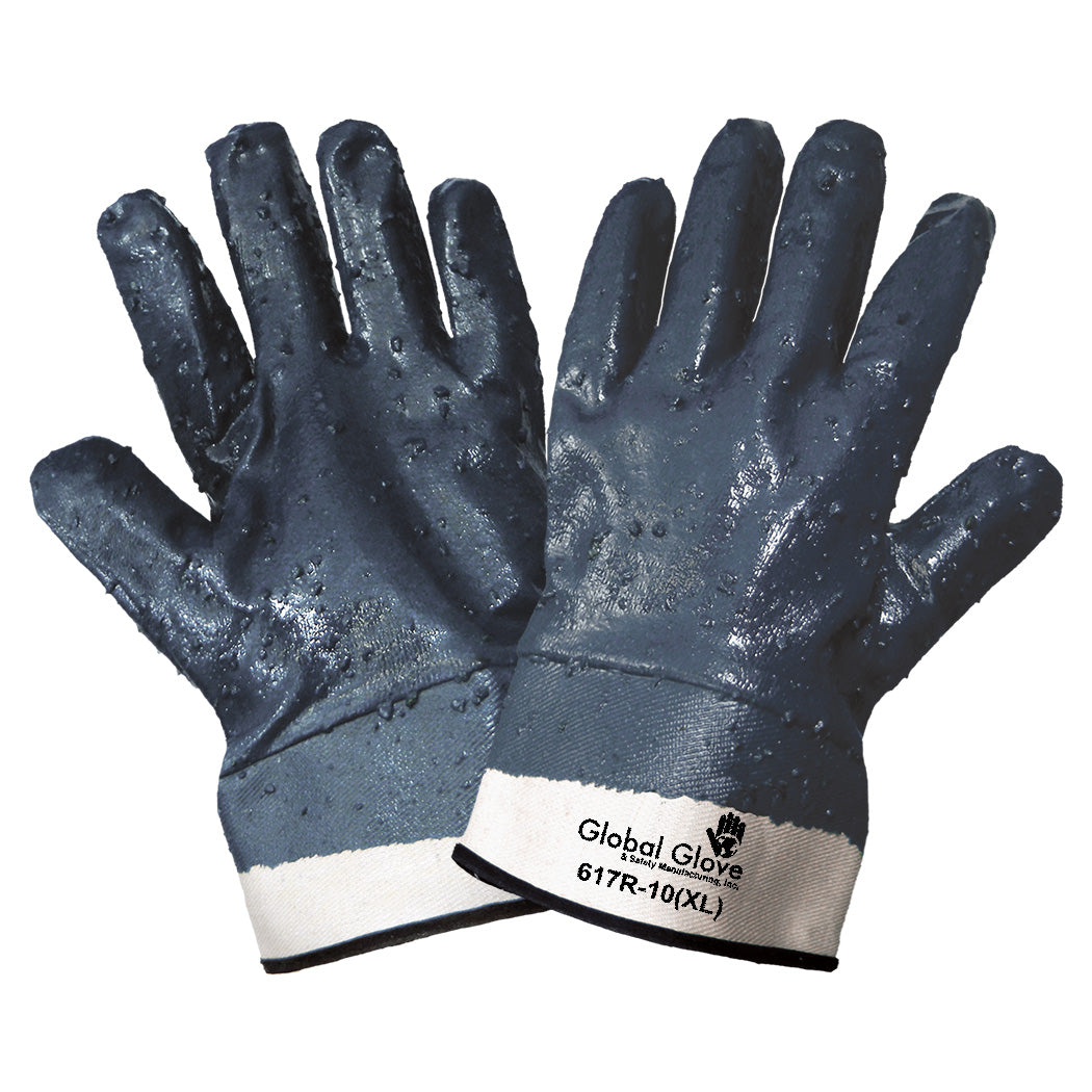 Blue String Knit Gloves - Global Glove - Rough Grip