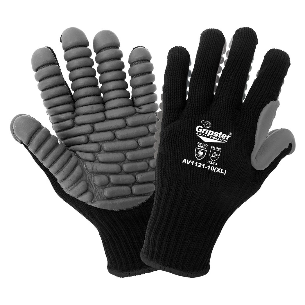 Black String Knit Gloves - Global Glove - Anti-Vibration Grip