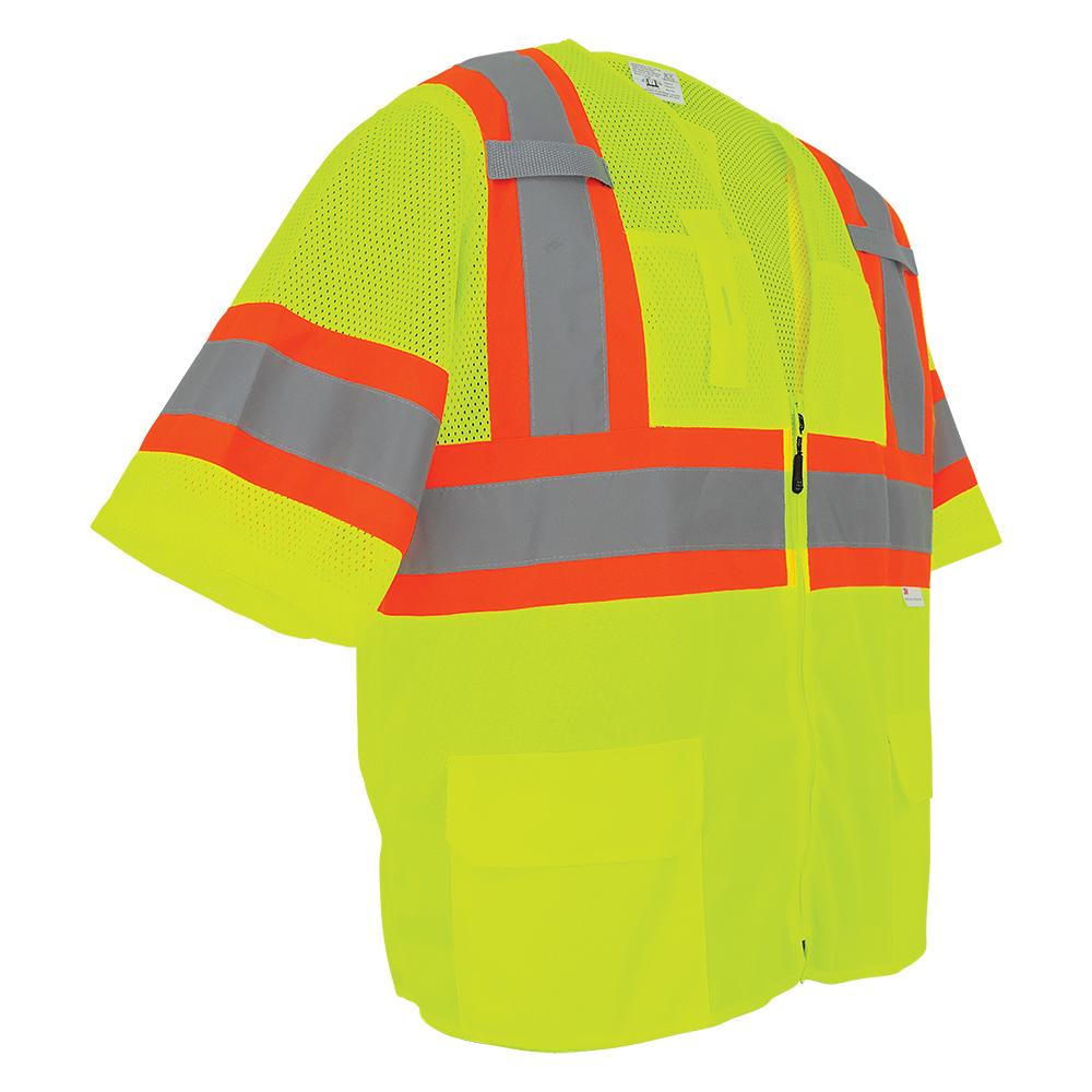 Yellow/Lime Safety Vest - Global Glove - Mesh Convenience