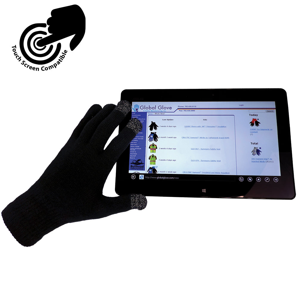 Black Seamless Knit Gloves - Global Glove - Touchscreen Ready