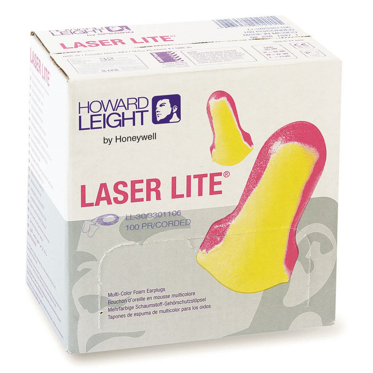 Pink/Yellow Ear Plugs - Howard Leight - Comfortable Foam