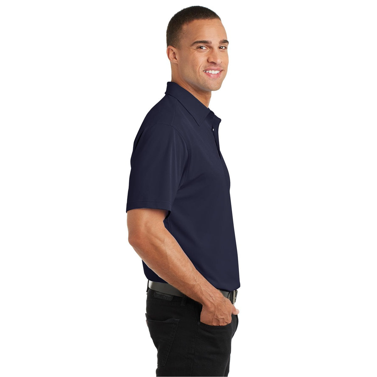 Battleship Grey Polo - Port Authority - Moisture Wicking