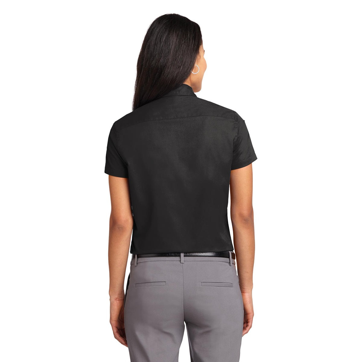 Black/Light Stone Button Up Shirt - Port Authority - Durable
