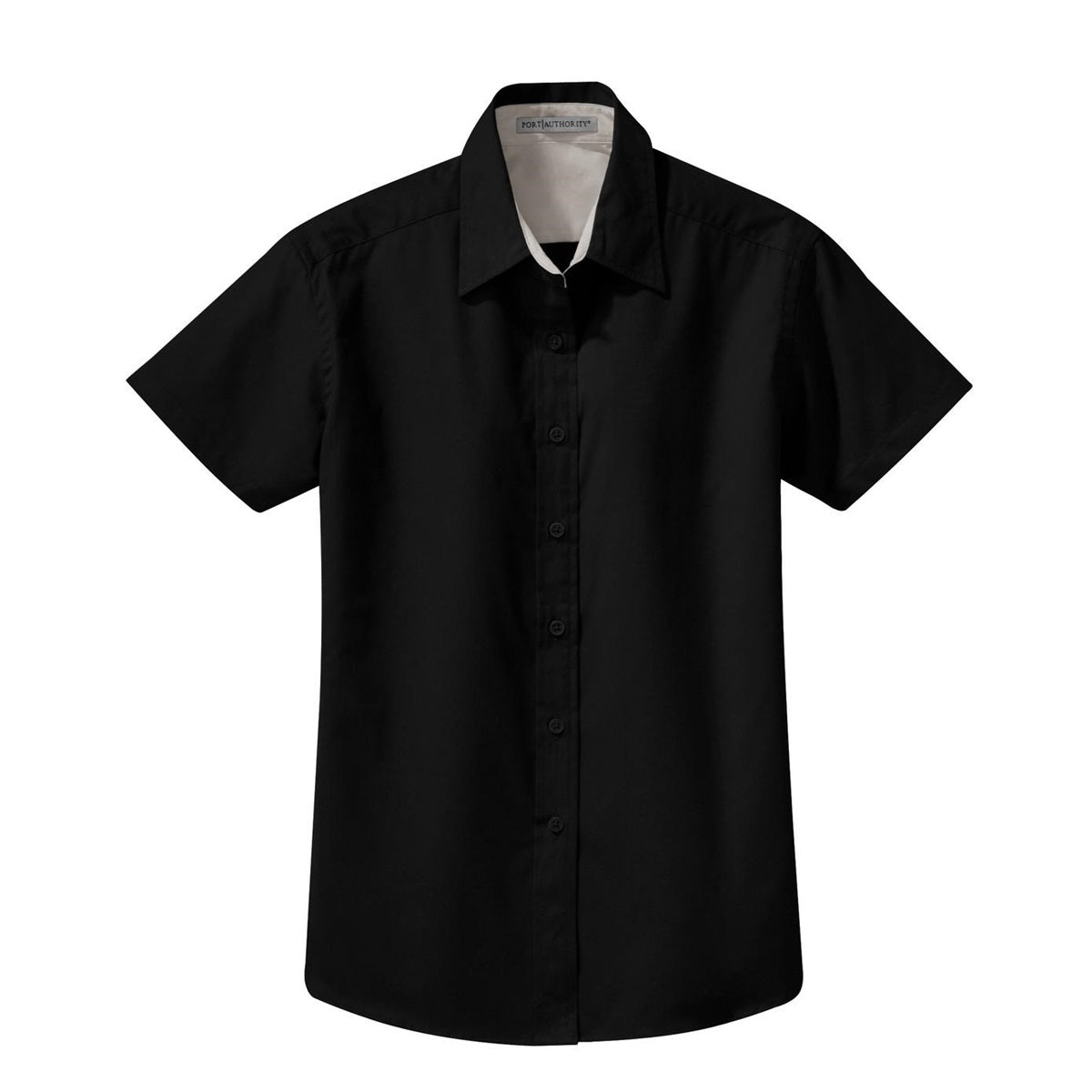 Black/Light Stone Button Up Shirt - Port Authority - Durable